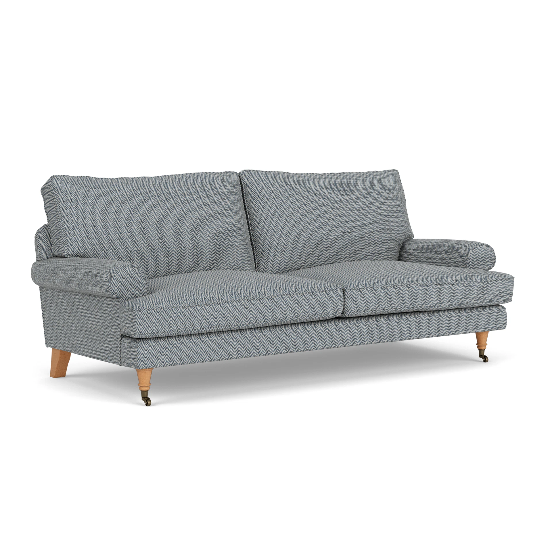 Stewart 3 Seater Sofa in Herringbone Weave - Navy with Light legs