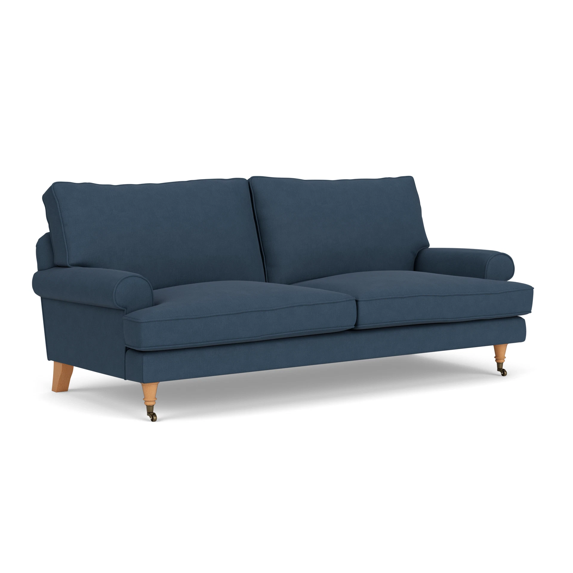 Stewart 3 Seater Sofa in House Linen Mix - Indigo with Light legs