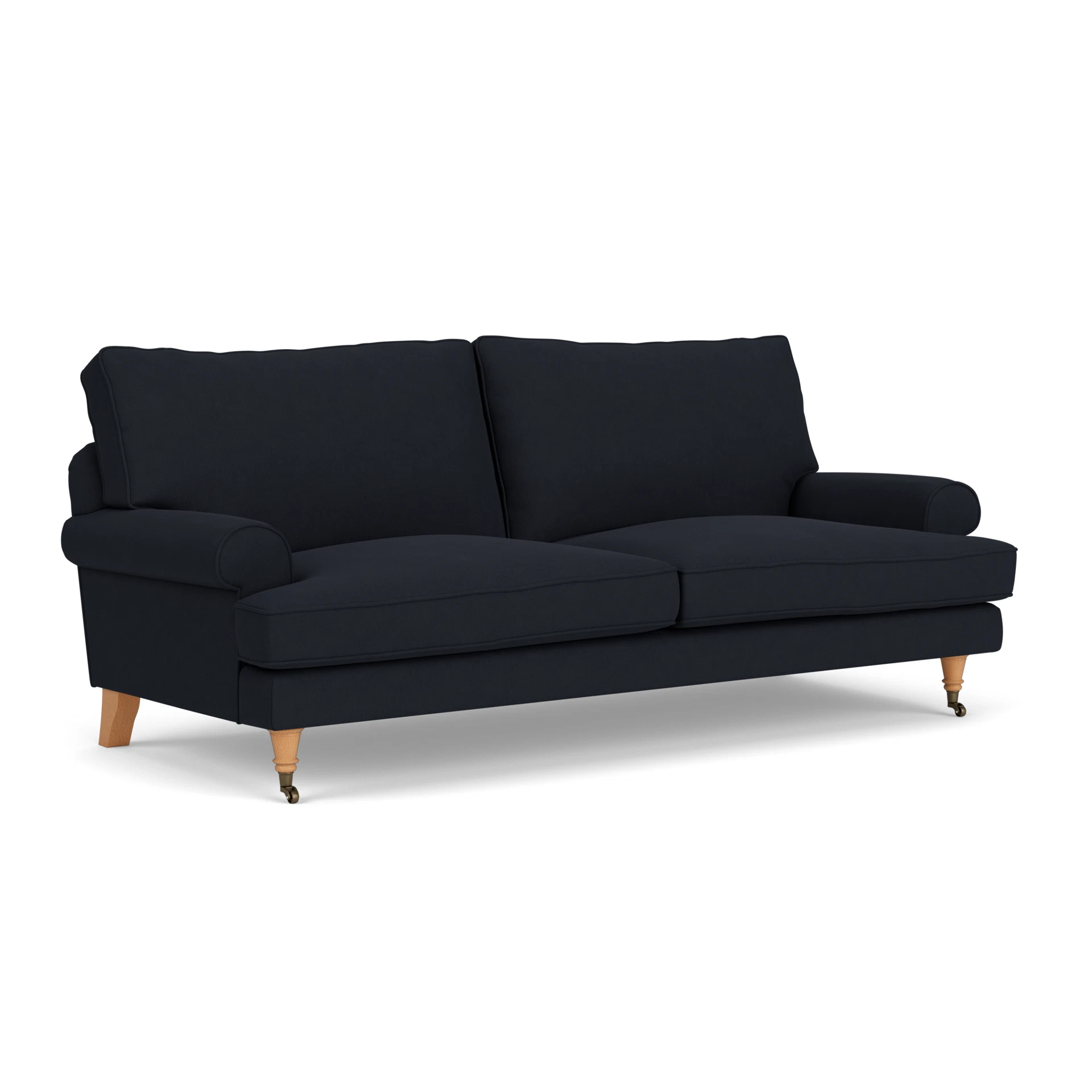 Stewart 3 Seater Sofa in House Linen Mix - Ink with Light legs