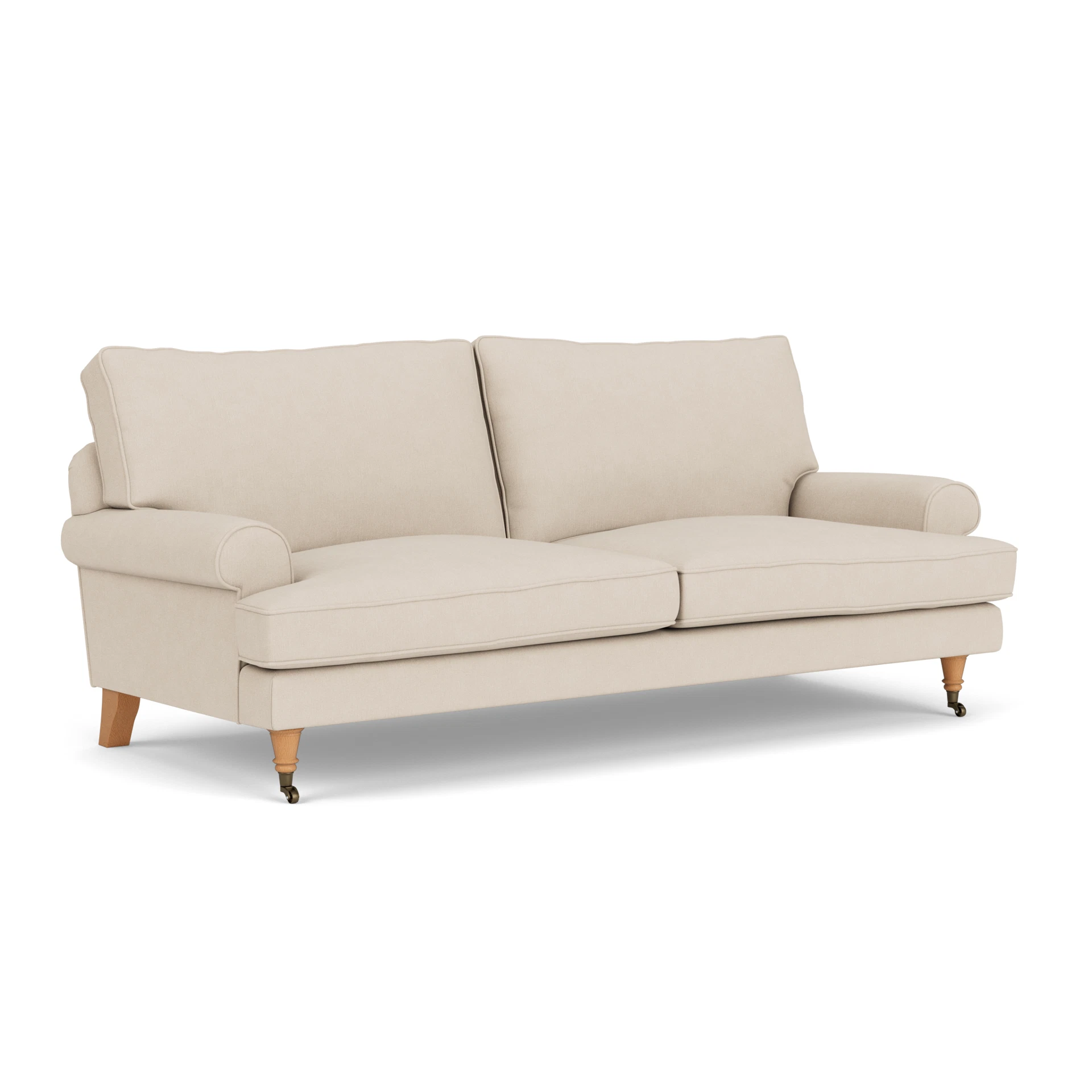 Stewart 3 Seater Sofa in House Linen Mix - Lily White with Light legs