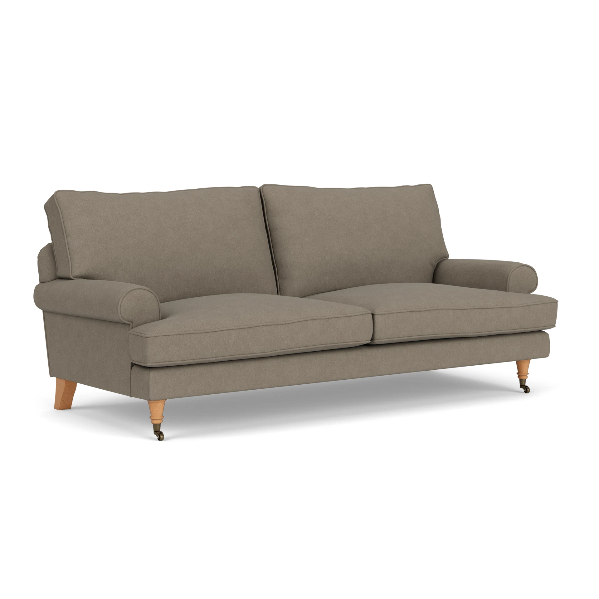 Stewart 3 Seater Sofa in House Linen Mix - Mid Grey with Light legs