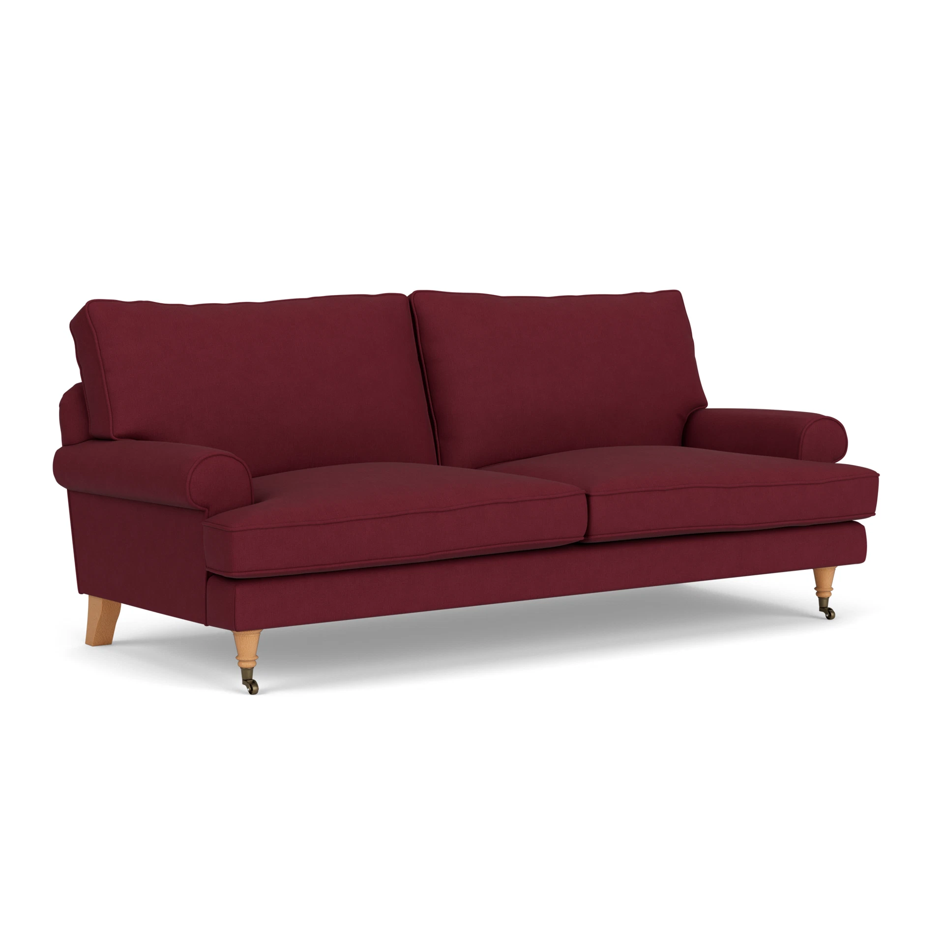 Stewart 3 Seater Sofa in House Linen Mix - Rosehip with Light legs