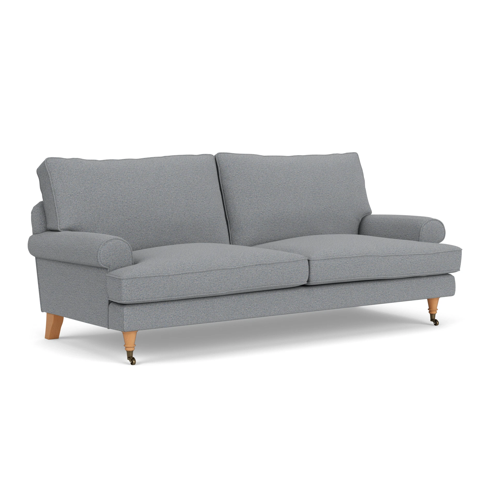 Stewart 3 Seater Sofa in House Weave - Blue Marl with Light legs