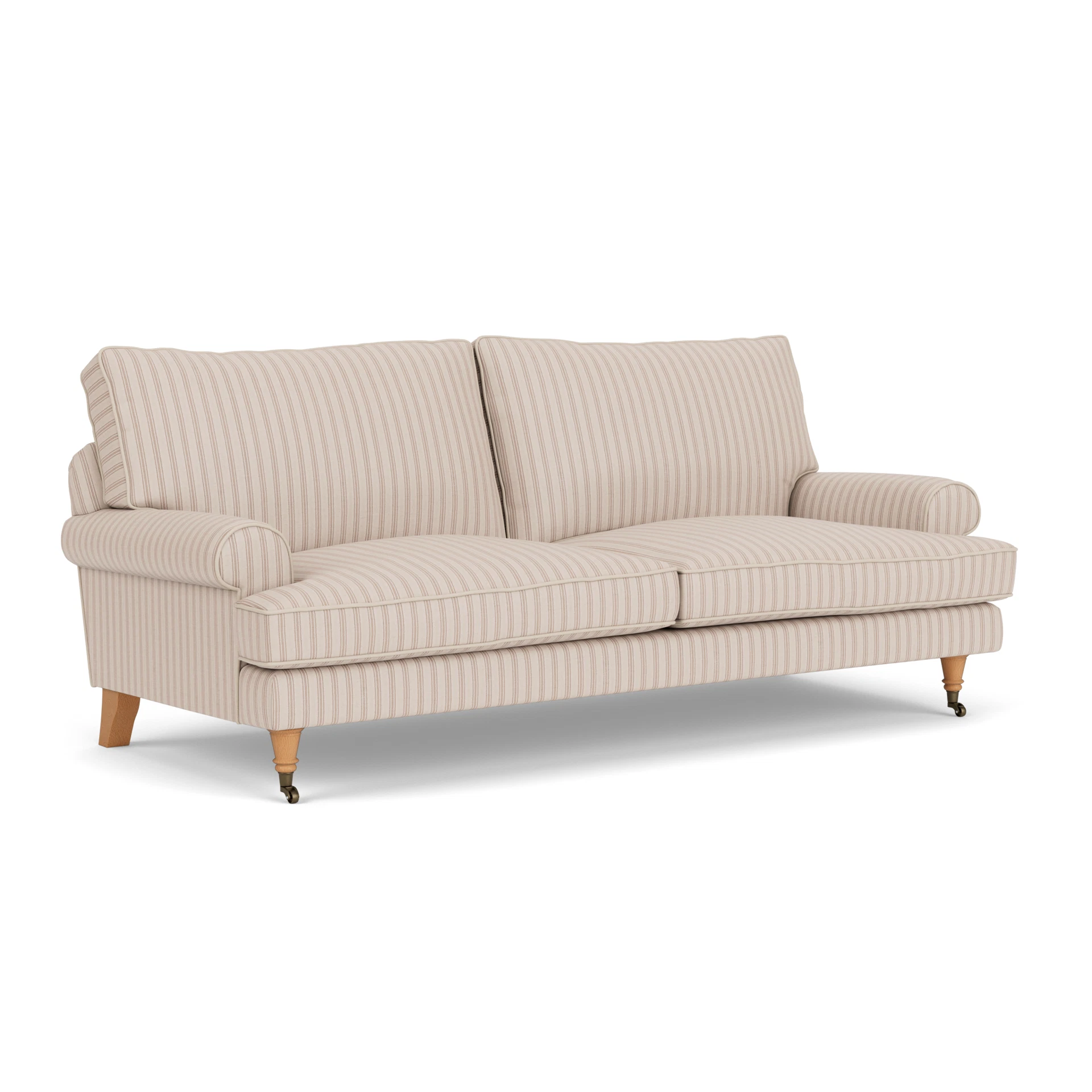 Stewart 3 Seater Sofa in Kingham Stripe - Flax with Light legs