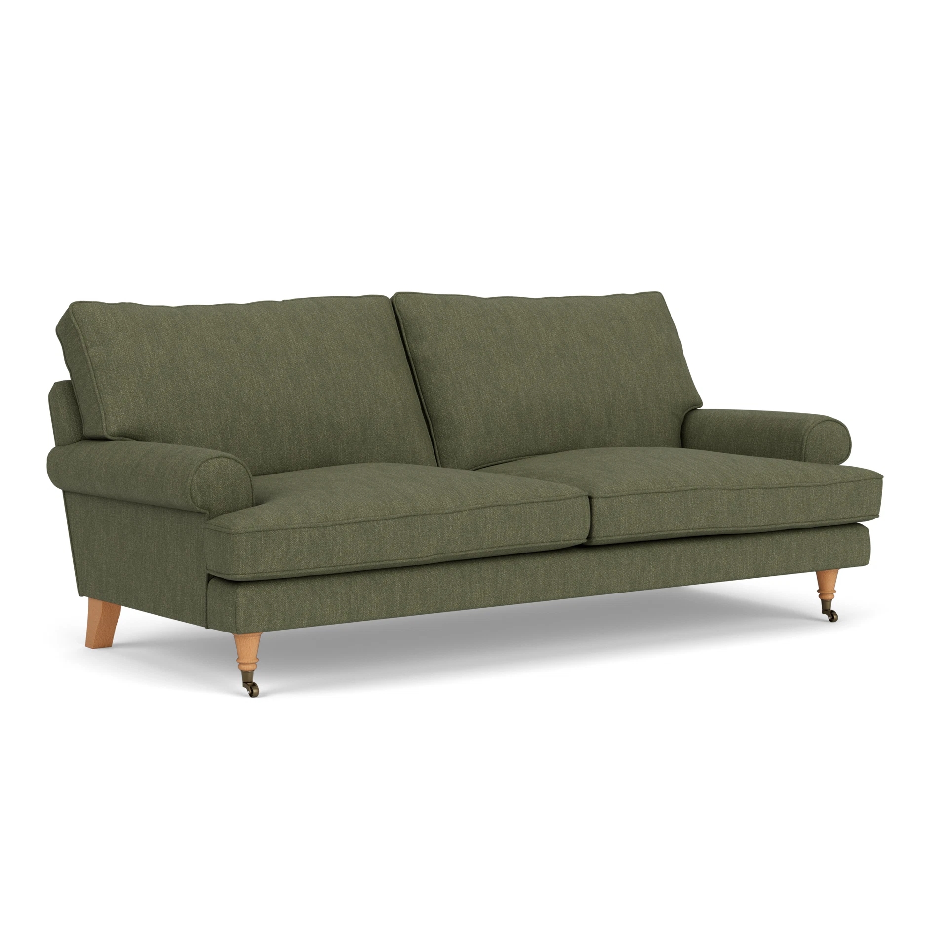 Stewart 3 Seater Sofa in Luxury Italian Linen - Fern with Light legs