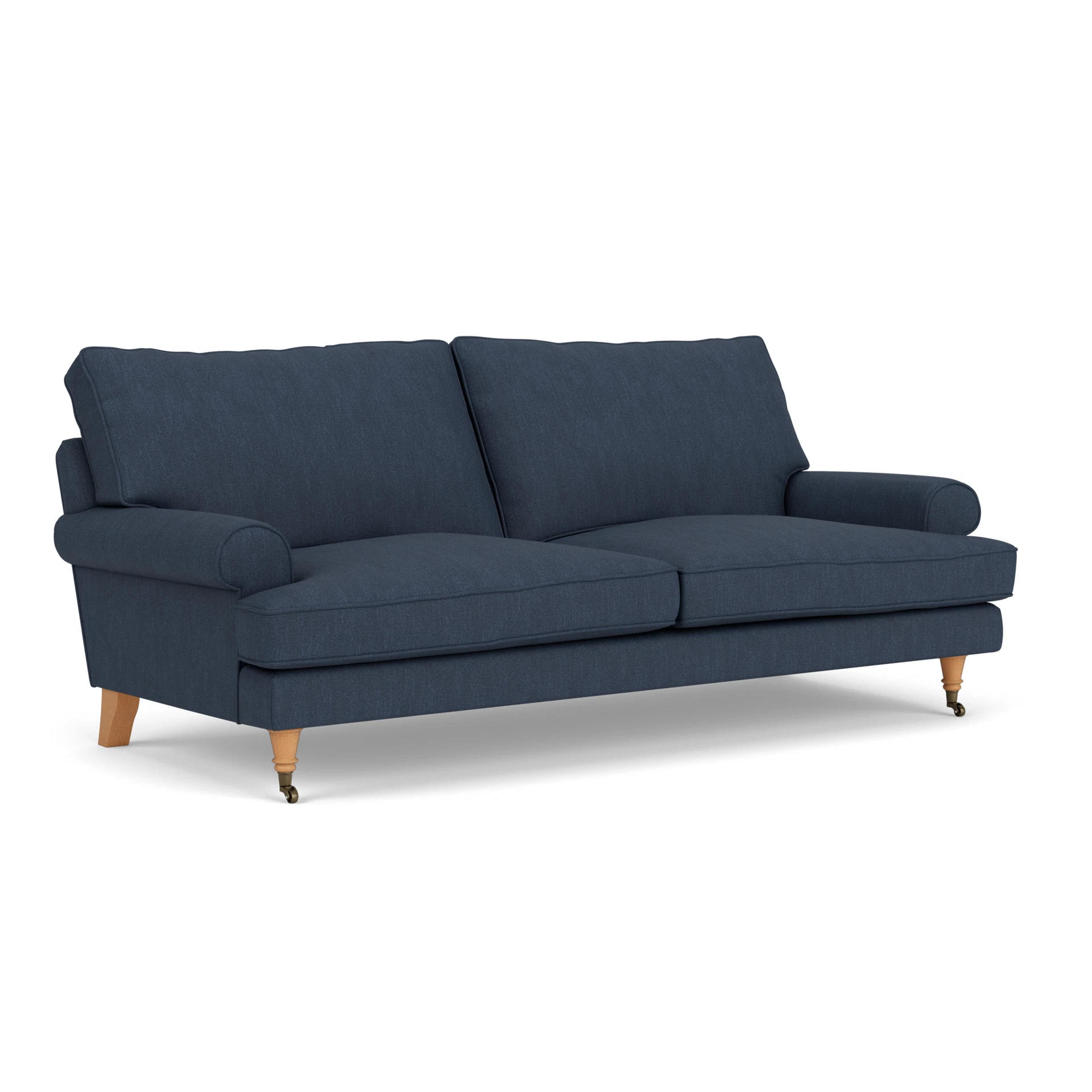 Stewart 3 Seater Sofa in Luxury Italian Linen - Indigo with Light legs