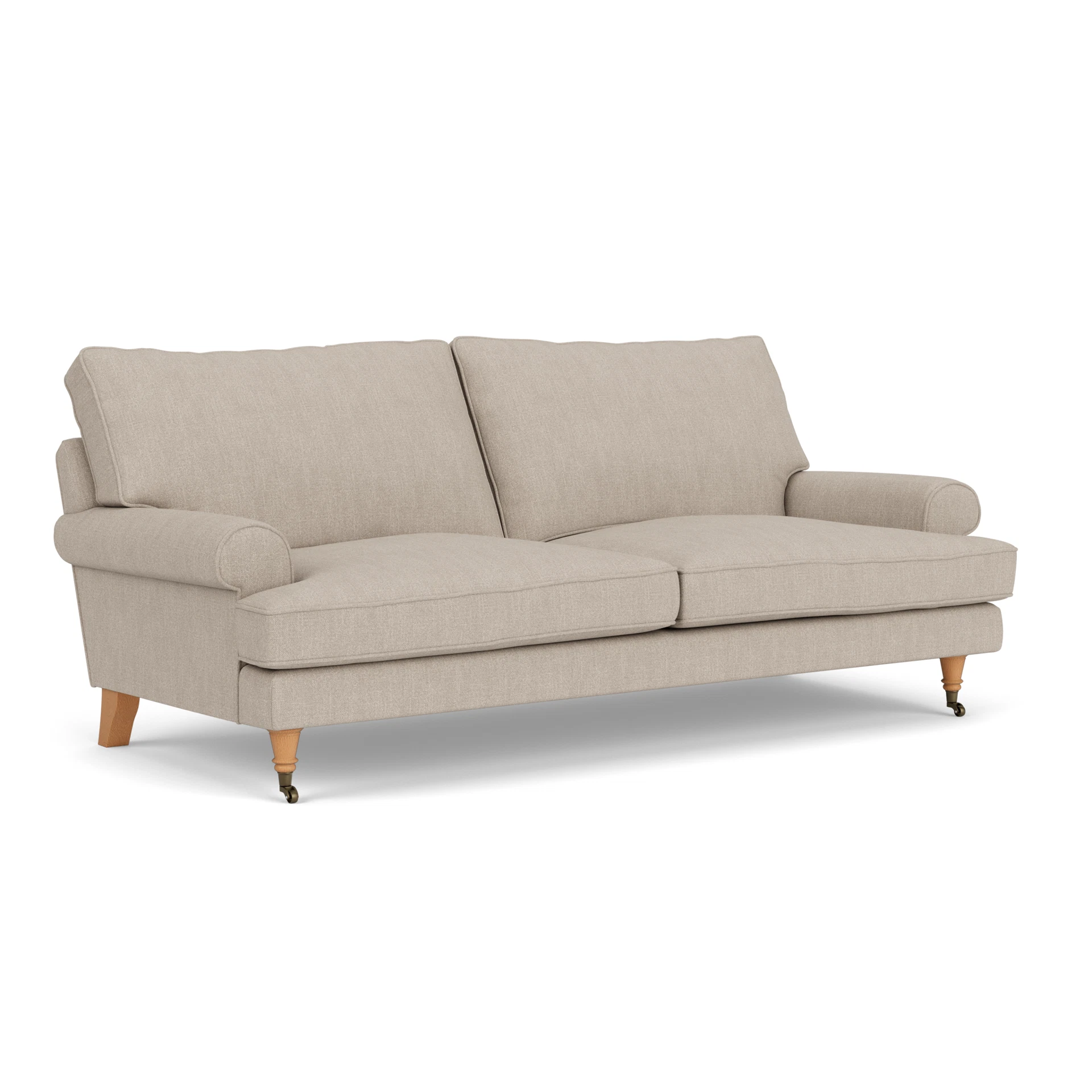 Stewart 3 Seater Sofa in Luxury Italian Linen - Natural with Light legs