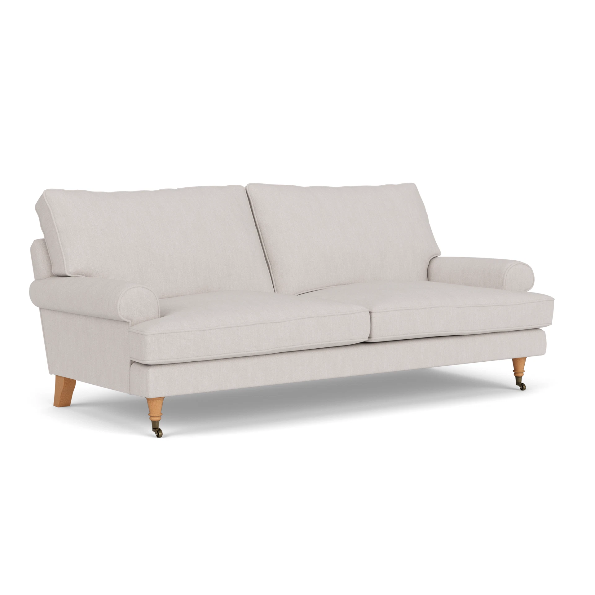 Stewart 3 Seater Sofa in Luxury Italian Linen - Soft White with Light legs