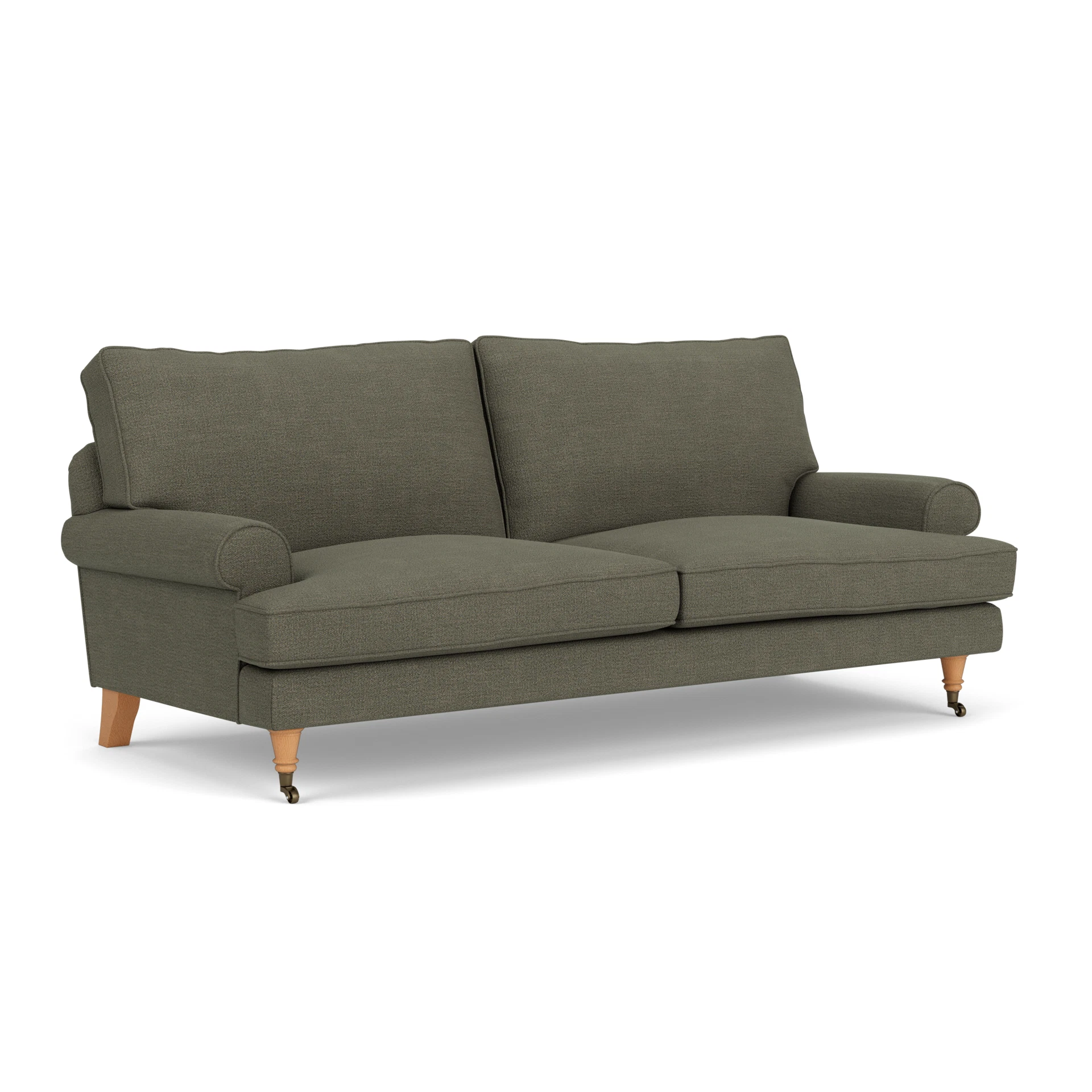 Stewart 3 Seater Sofa in Rustic Weave - Deep Forest with Light legs