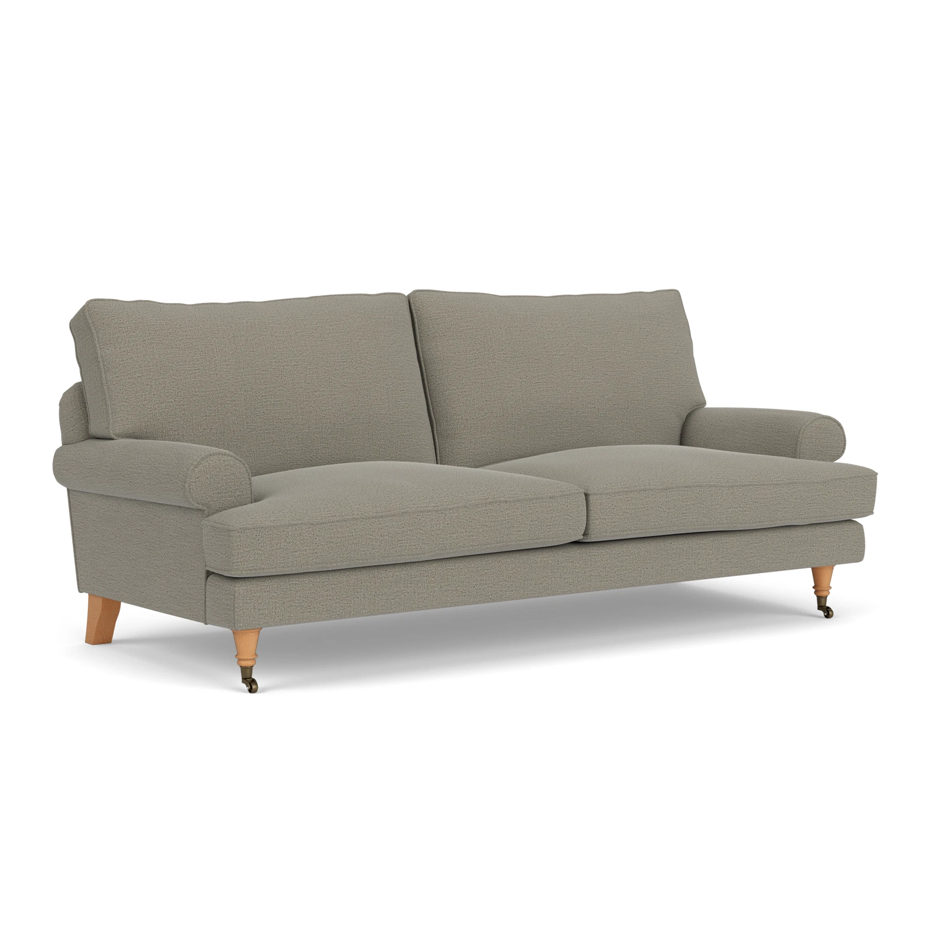 Stewart 3 Seater Sofa in Rustic Weave - Flax with Light legs