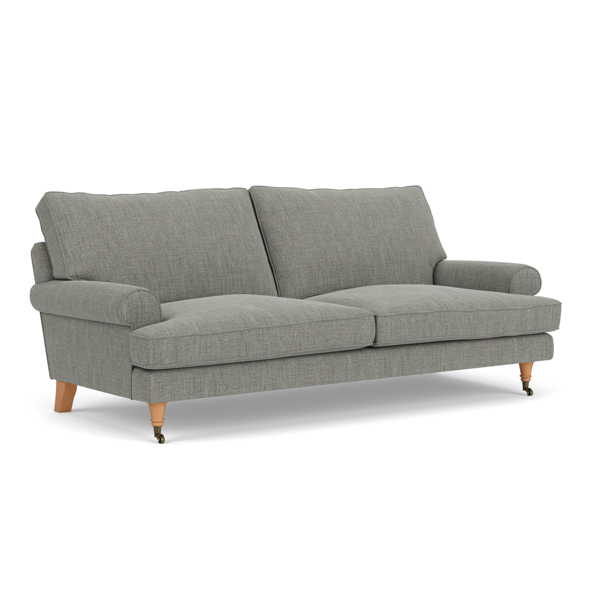 Stewart 3 Seater Sofa in Rustic Weave - Grey Marl with Light legs