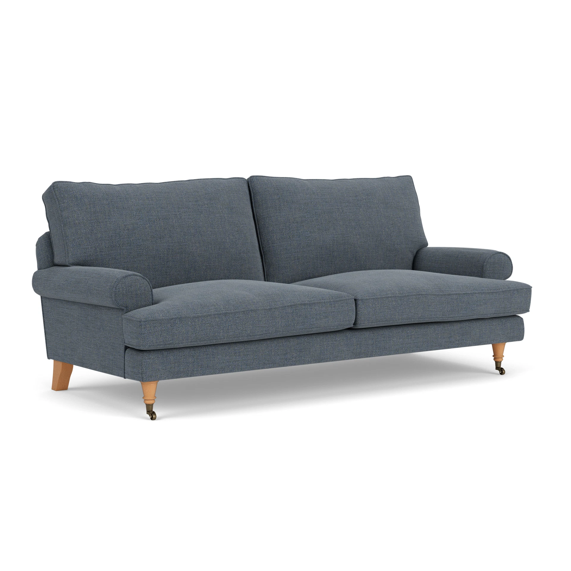 Stewart 3 Seater Sofa in Rustic Weave - Indigo with Light legs