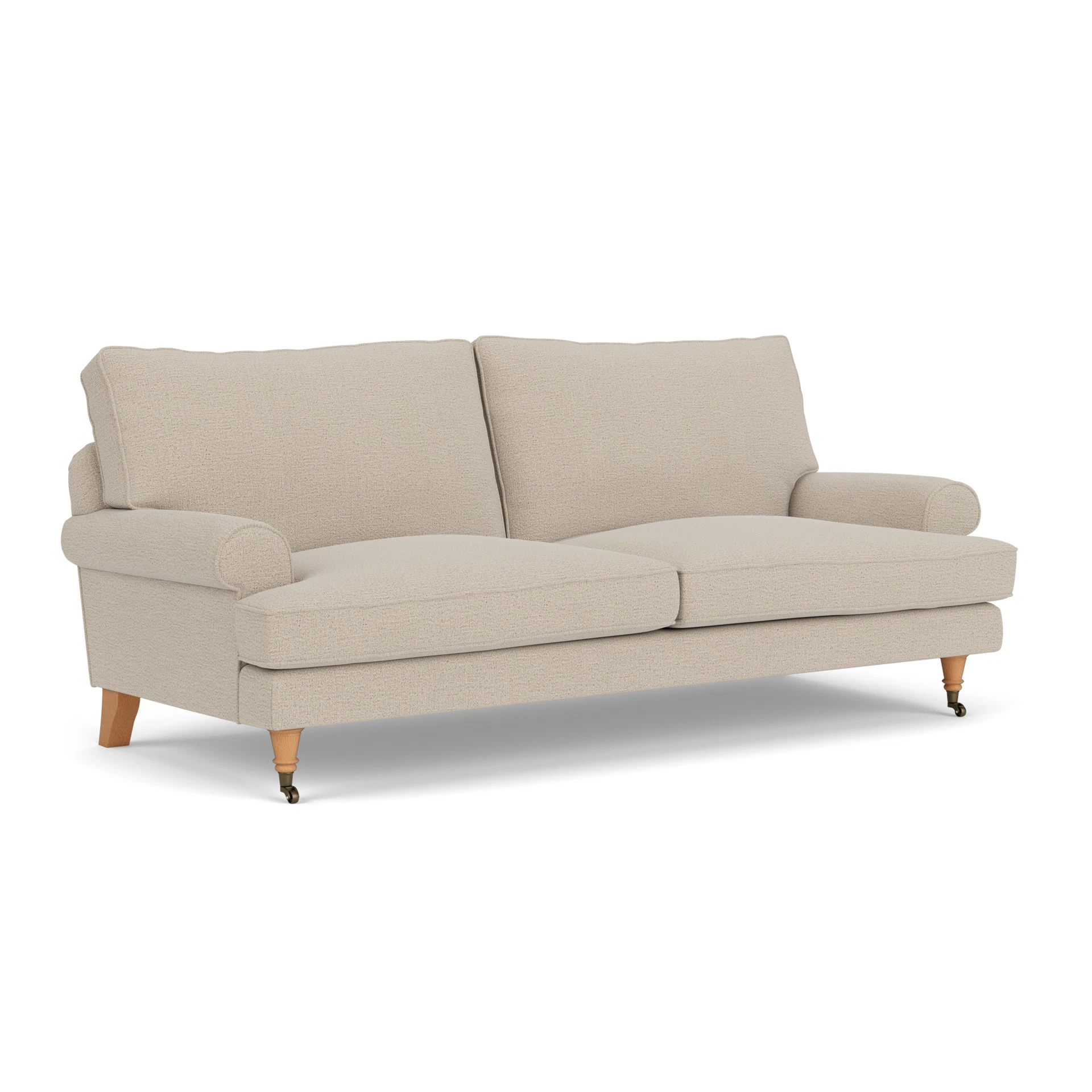 Stewart 3 Seater Sofa in Rustic Weave - Natural with Light legs