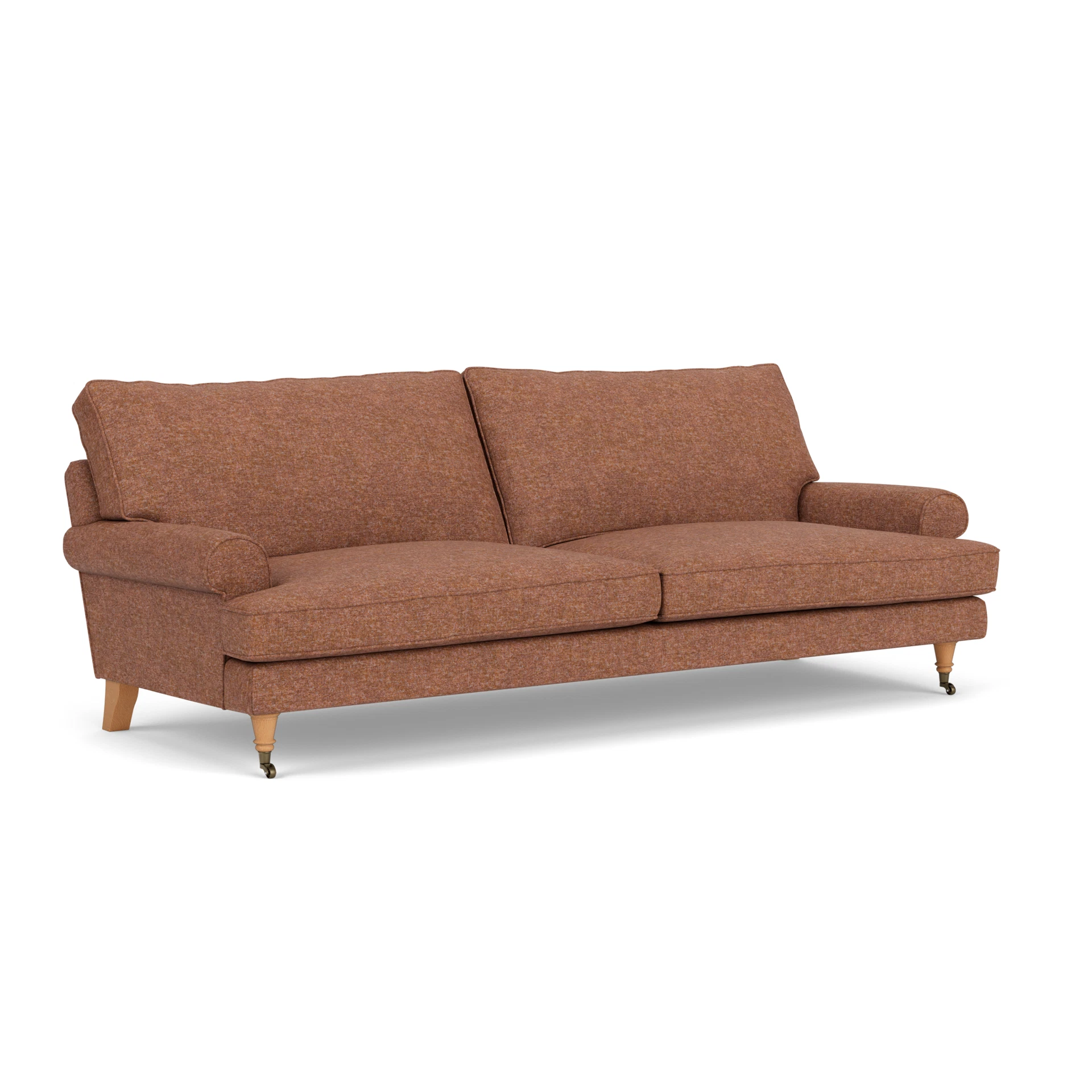 Stewart 4 Seater Sofa in Aquaclean Oxford - Brick Marl with Light legs
