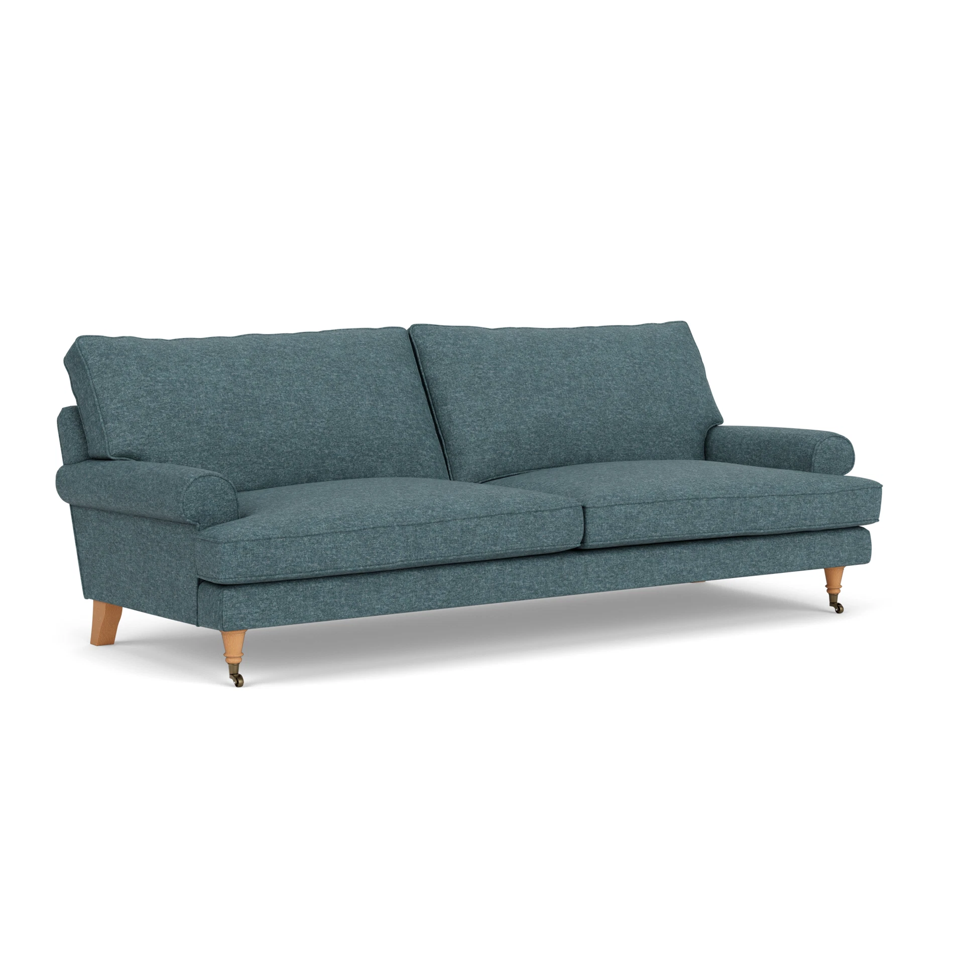 Stewart 4 Seater Sofa in Aquaclean Oxford - Lake Marl with Light legs