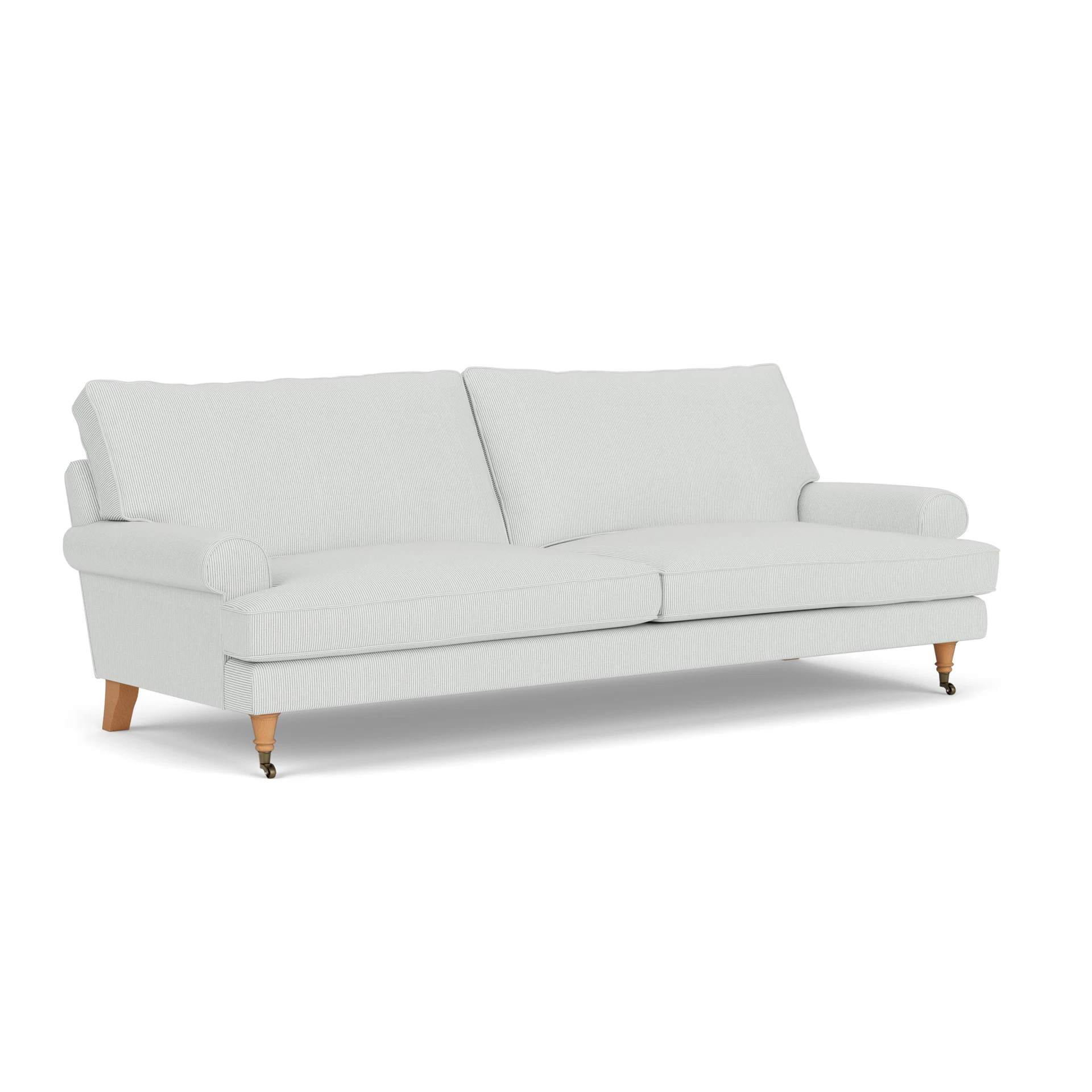 Stewart 4 Seater Sofa in Broadway Stripe - Duck Egg with Light legs