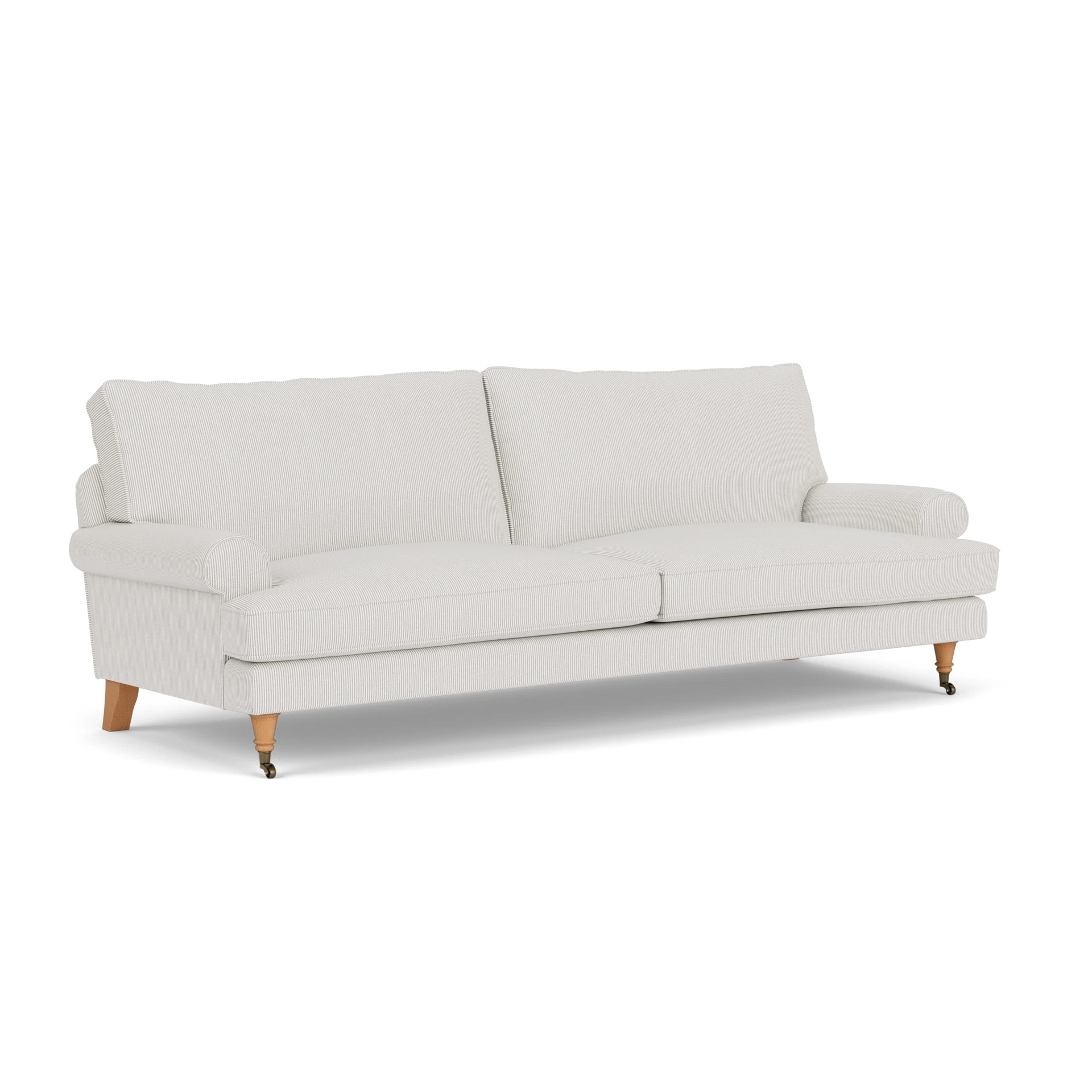 Stewart 4 Seater Sofa in Broadway Stripe - Grey with Light legs