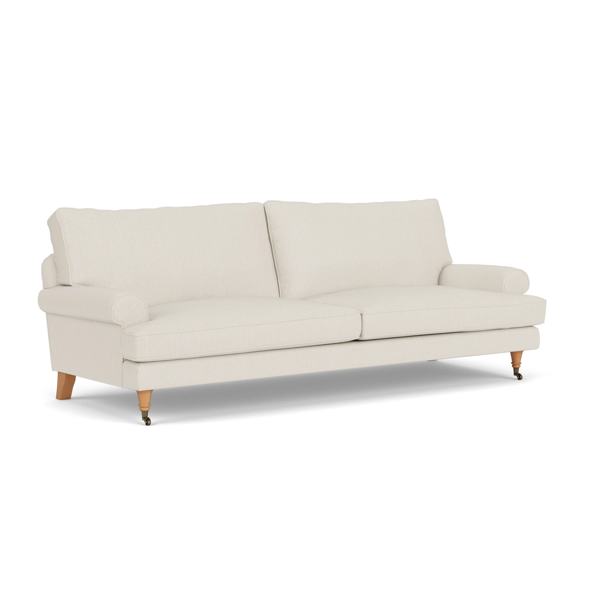 Stewart 4 Seater Sofa in Broadway Stripe - Natural with Light legs