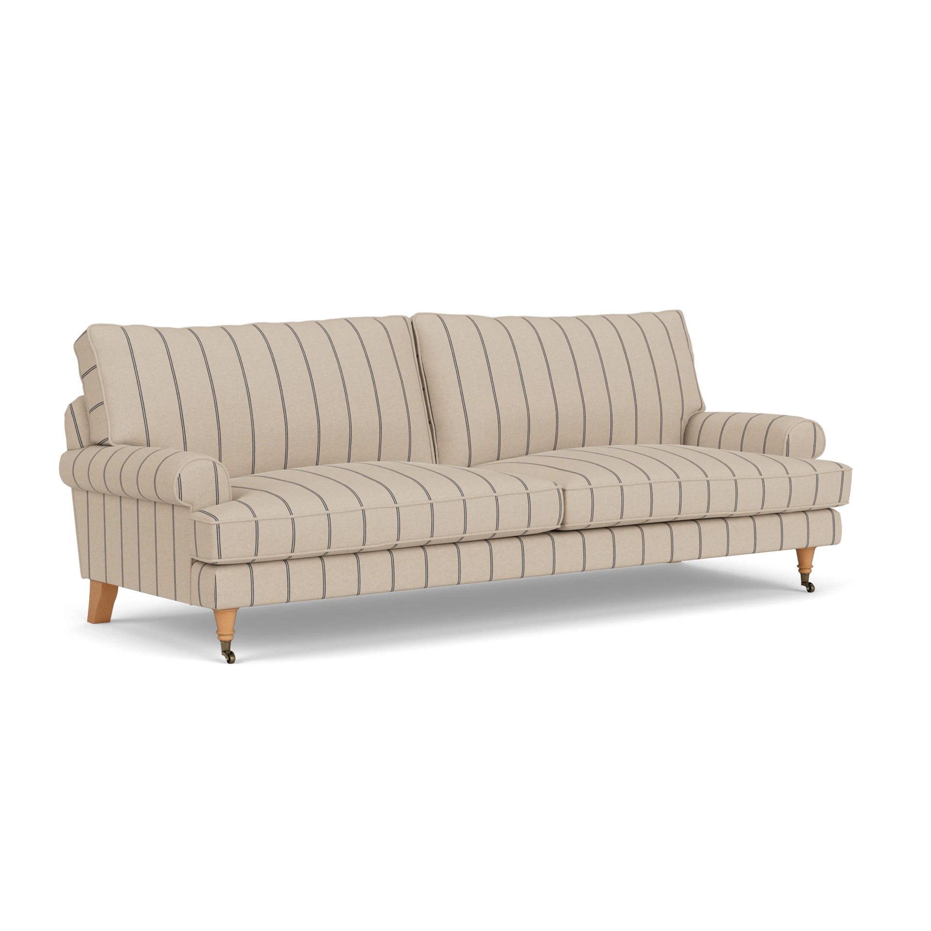 Stewart 4 Seater Sofa in Compton Stripe - Charcoal with Light legs