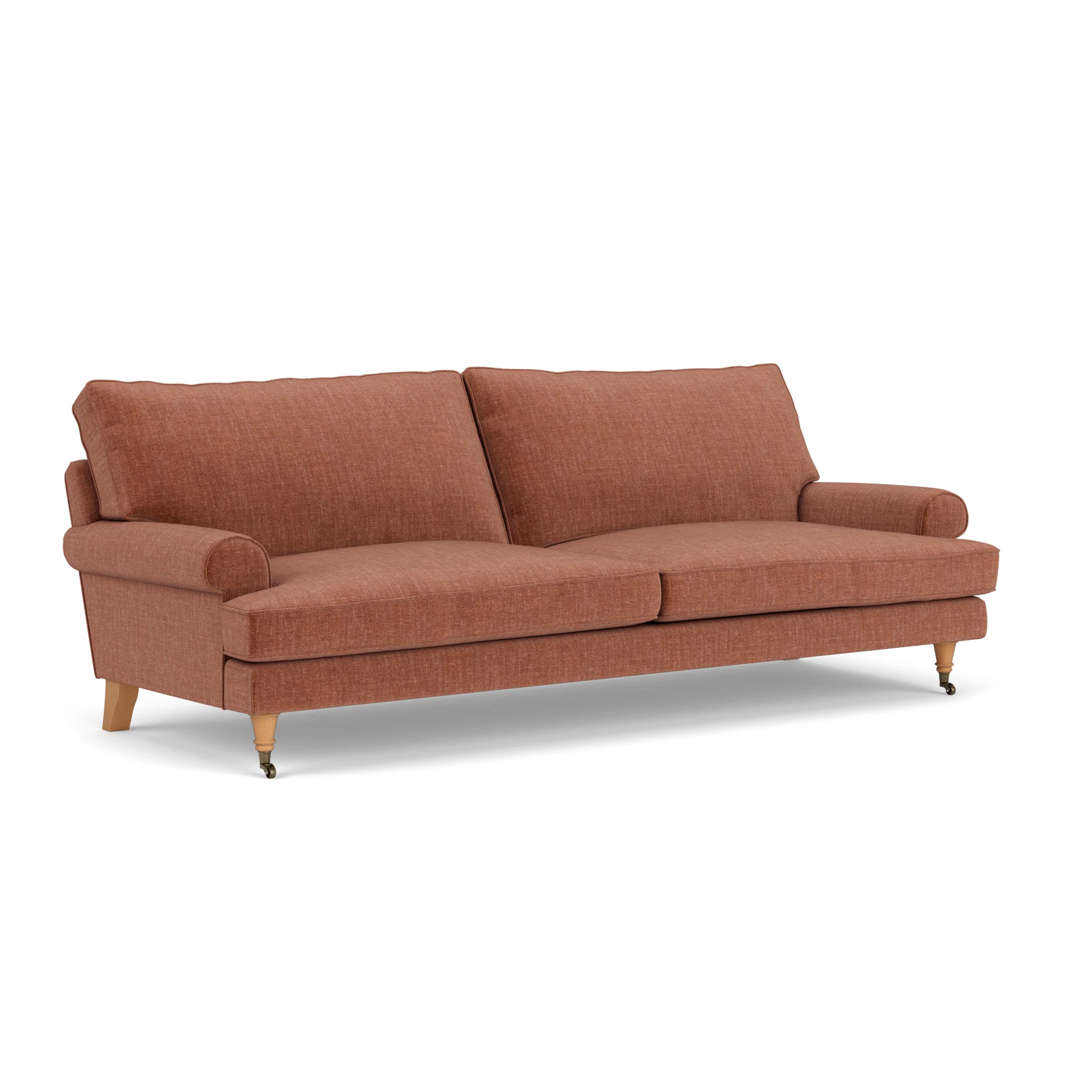 Stewart 4 Seater Sofa in Eco Chenille - Cinnamon with Light legs