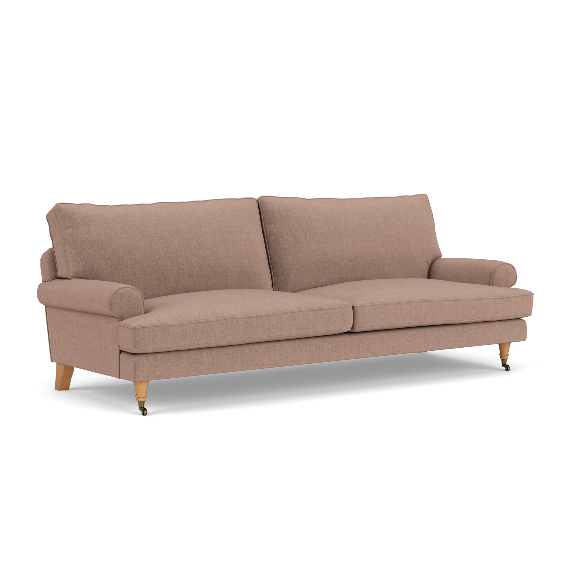 Stewart 4 Seater Sofa in Eco Chenille - Dusky Rose with Light legs