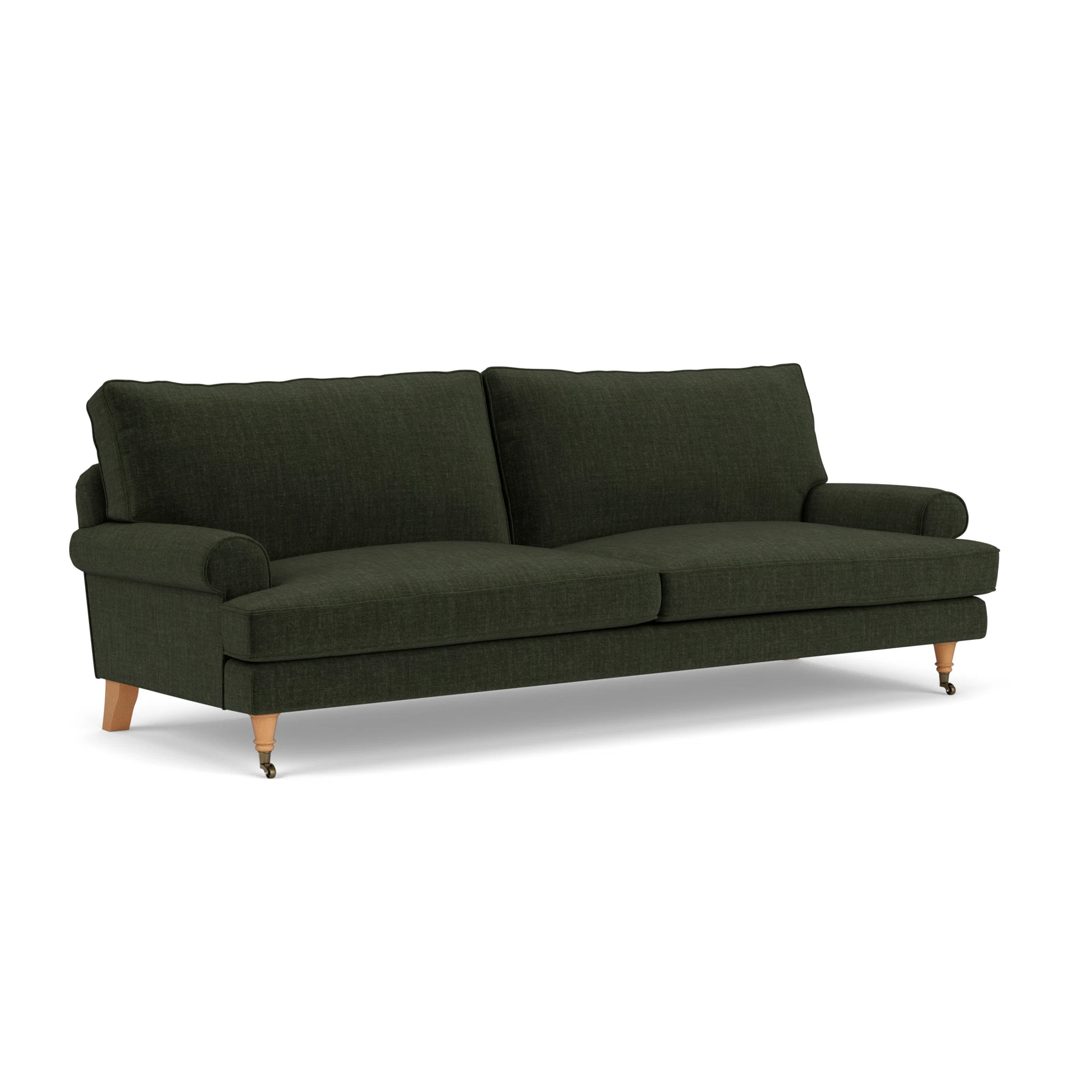 Stewart 4 Seater Sofa in Eco Chenille - Moss with Light legs