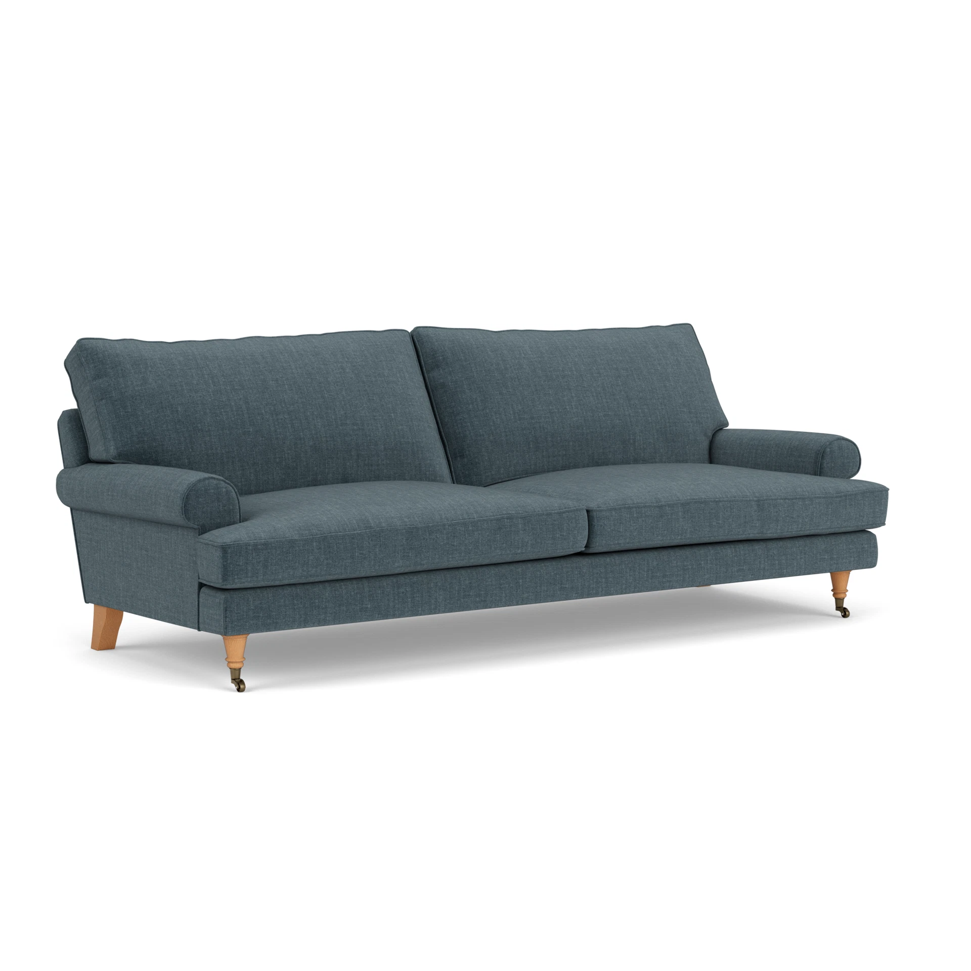 Stewart 4 Seater Sofa in Eco Chenille - Teal with Light legs