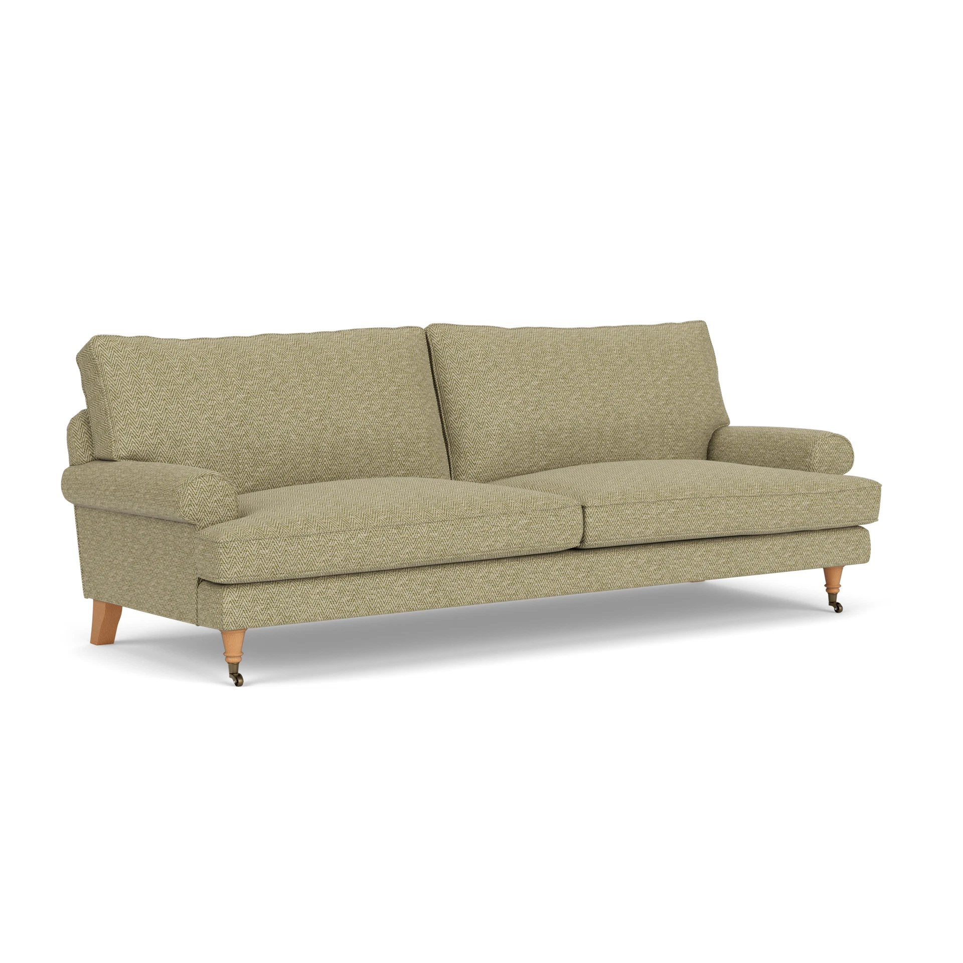 Stewart 4 Seater Sofa in Herringbone Weave - Apple with Light legs