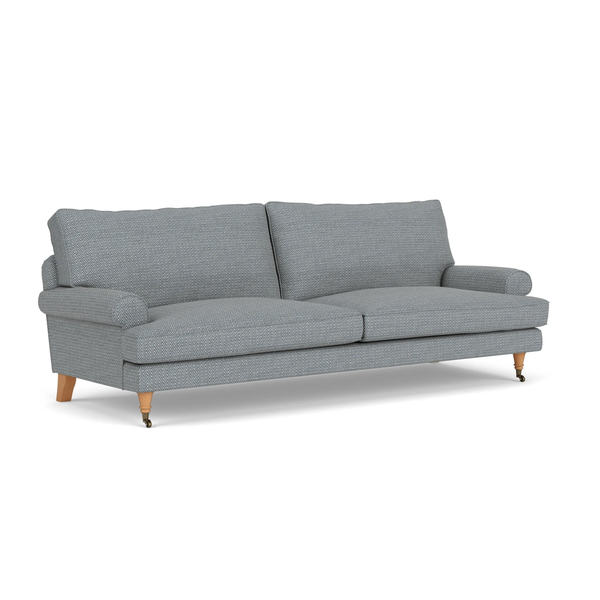 Stewart 4 Seater Sofa in Herringbone Weave - Navy with Light legs