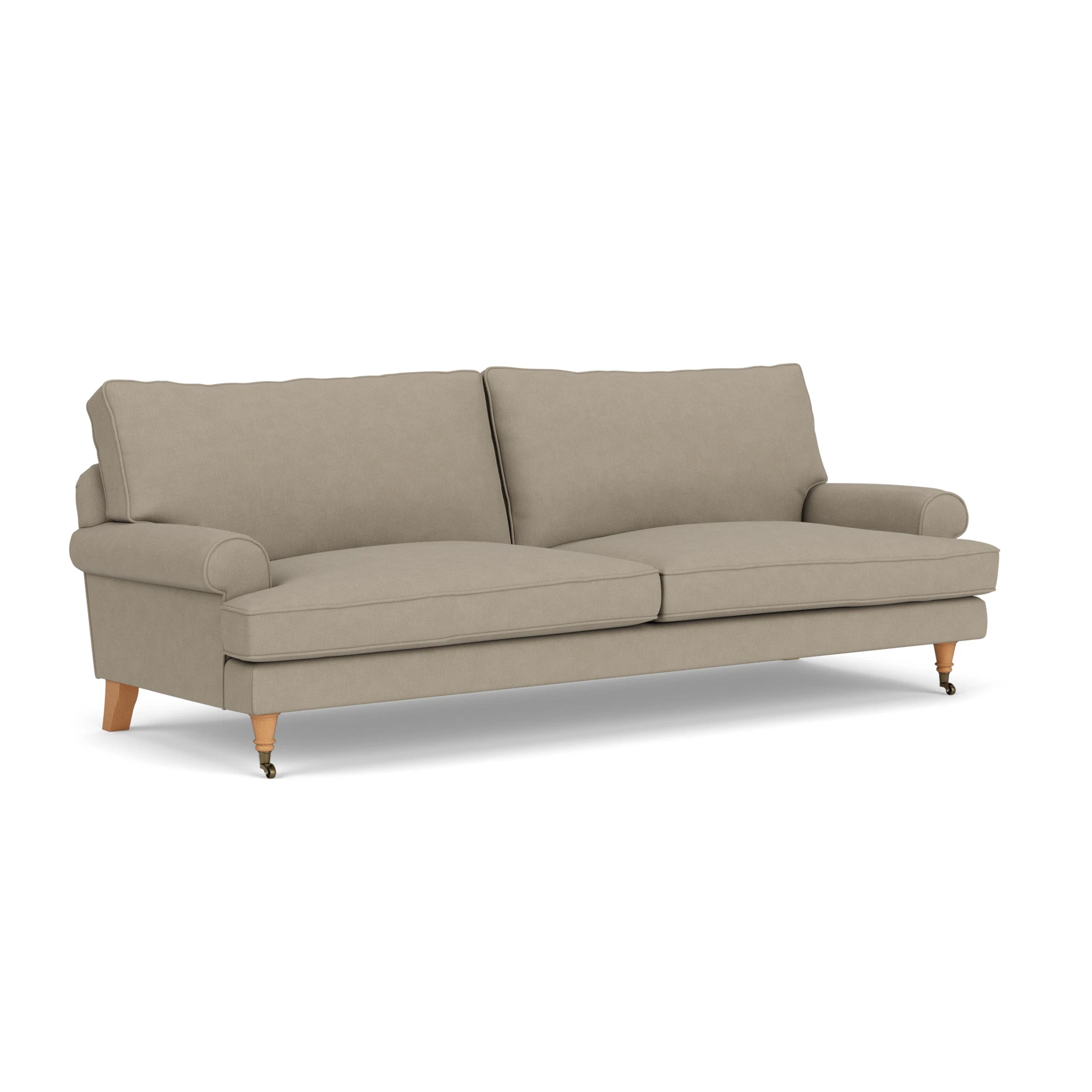 Stewart 4 Seater Sofa in House Linen Mix - Dove Grey with Light legs