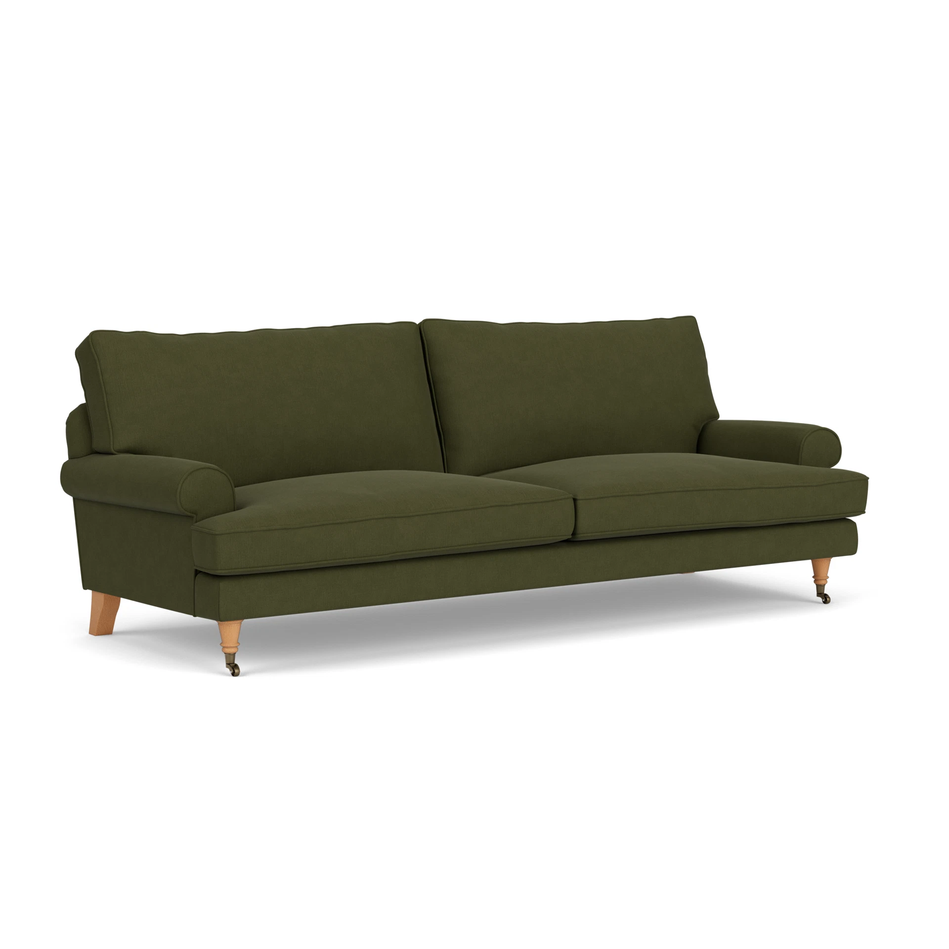Stewart 4 Seater Sofa in House Linen Mix - Forest Green with Light legs