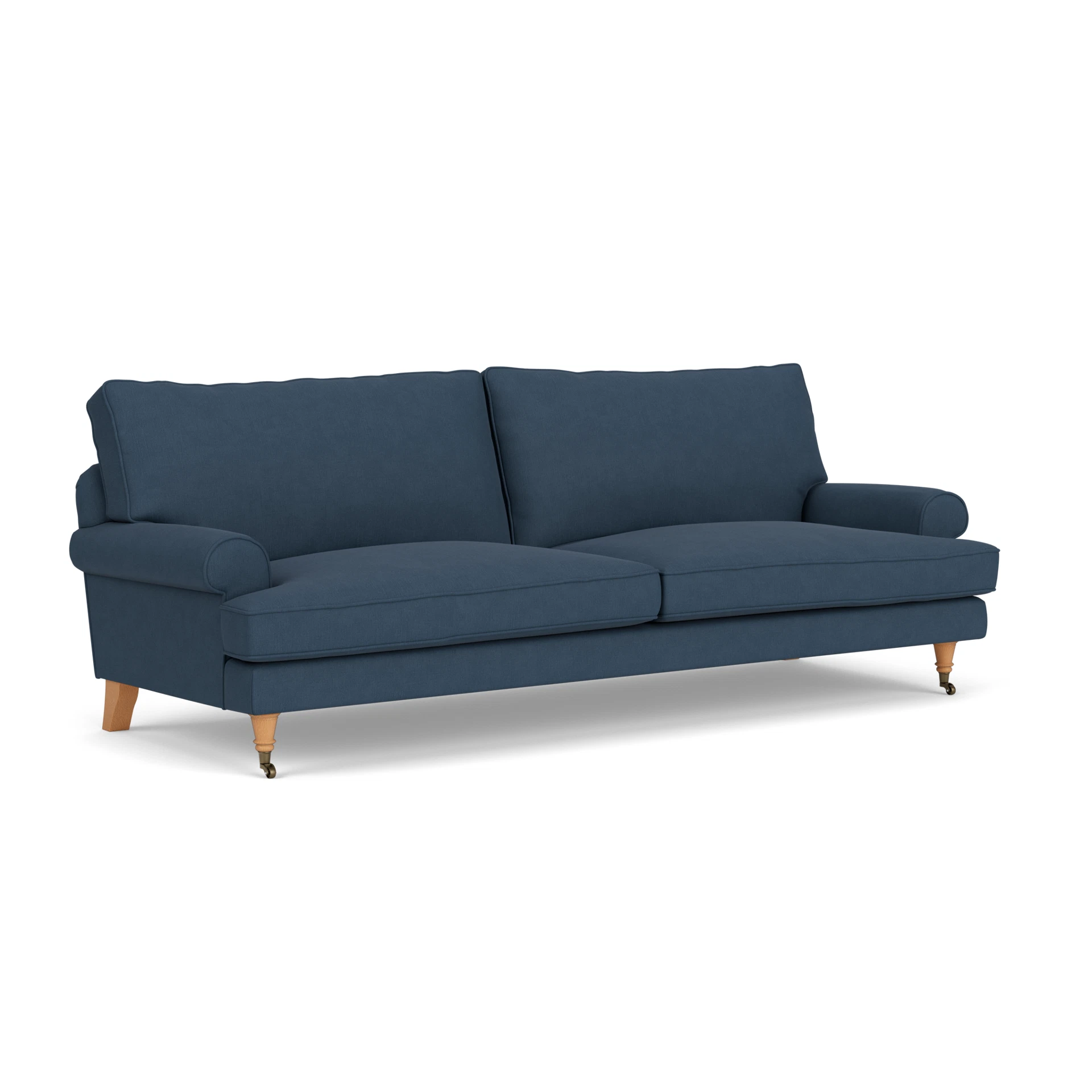 Stewart 4 Seater Sofa in House Linen Mix - Indigo with Light legs