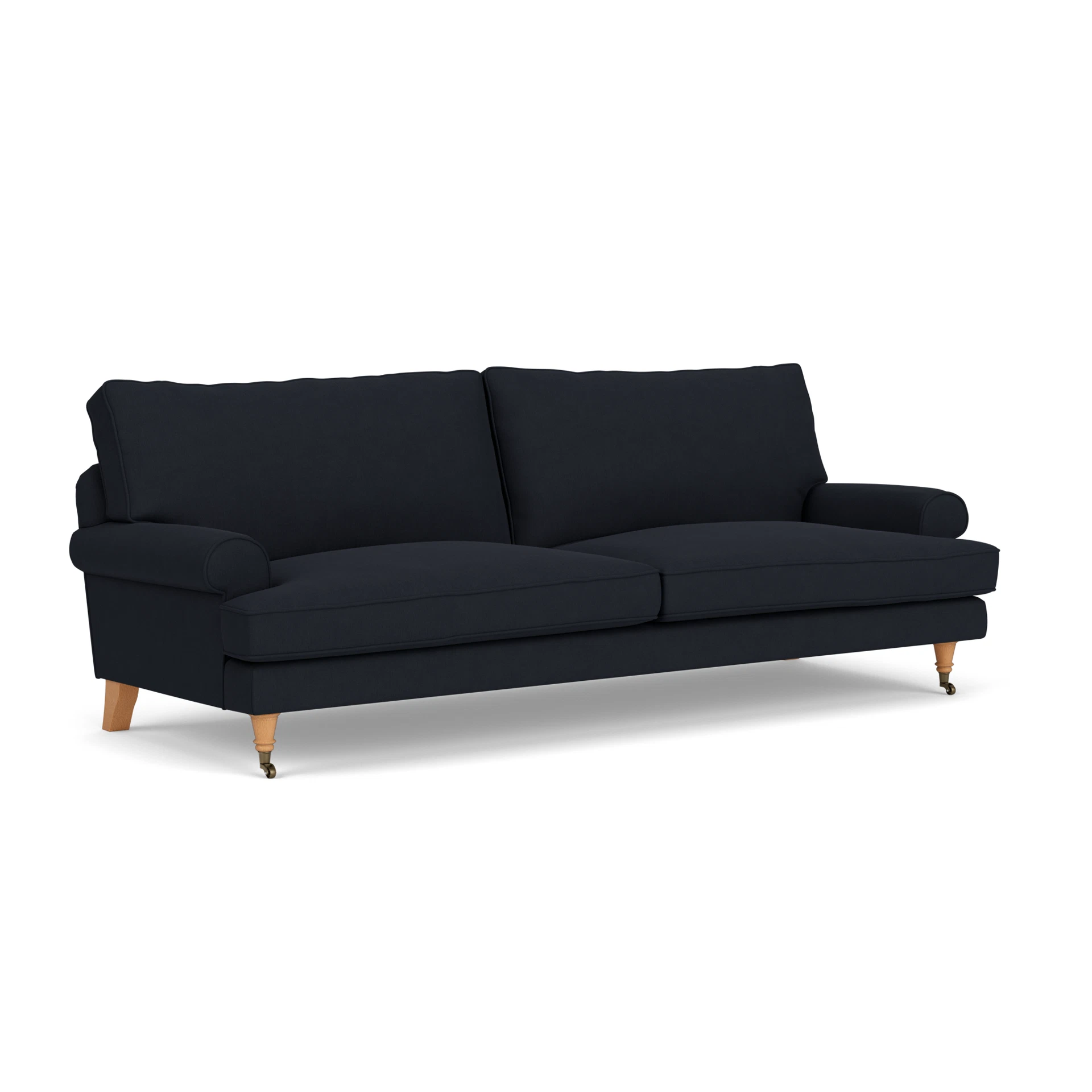 Stewart 4 Seater Sofa in House Linen Mix - Ink with Light legs