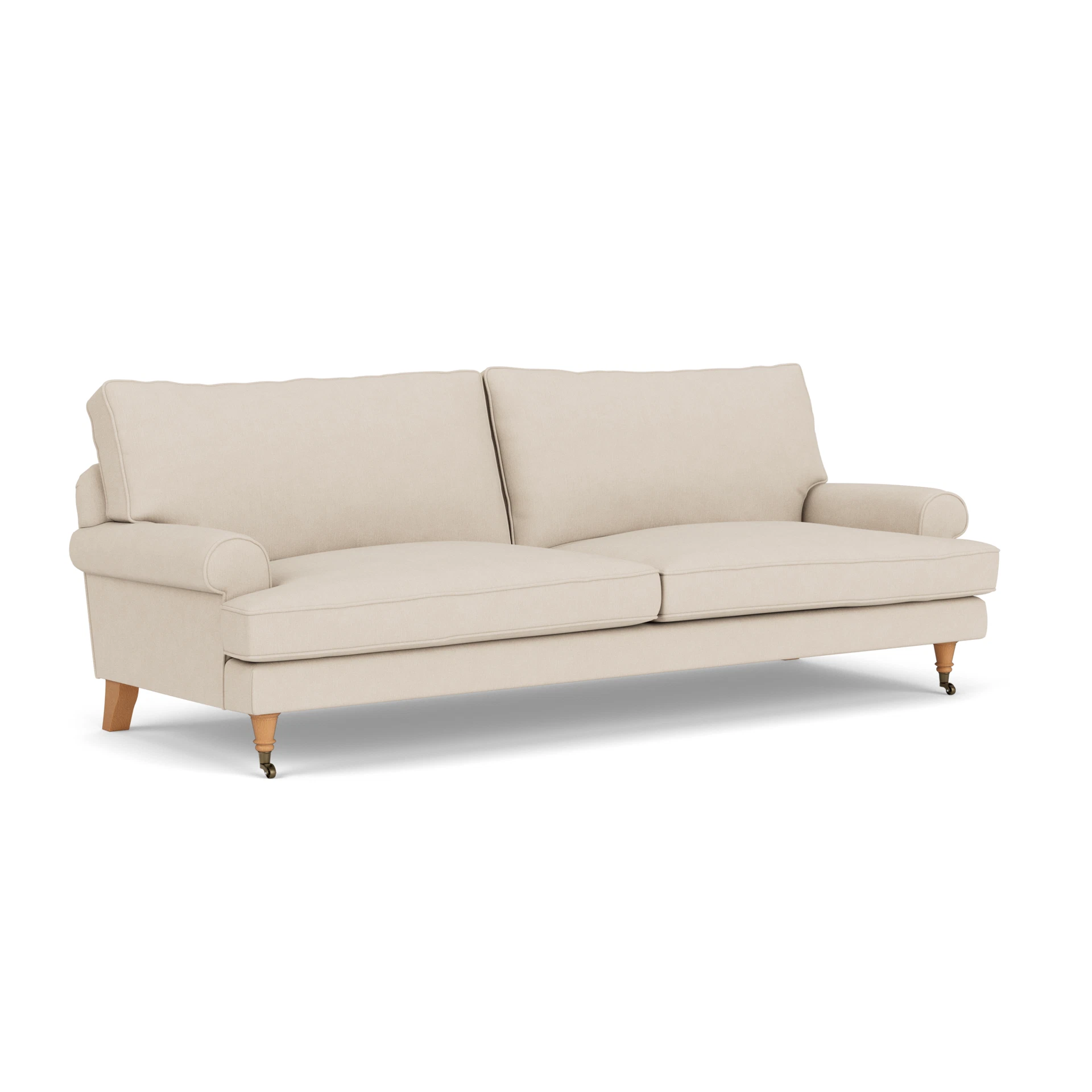 Stewart 4 Seater Sofa in House Linen Mix - Lily White with Light legs