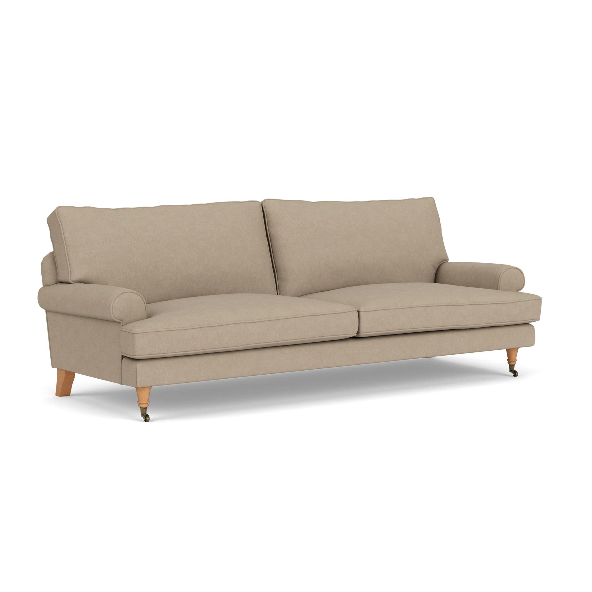 Stewart 4 Seater Sofa in House Linen Mix - Natural with Light legs