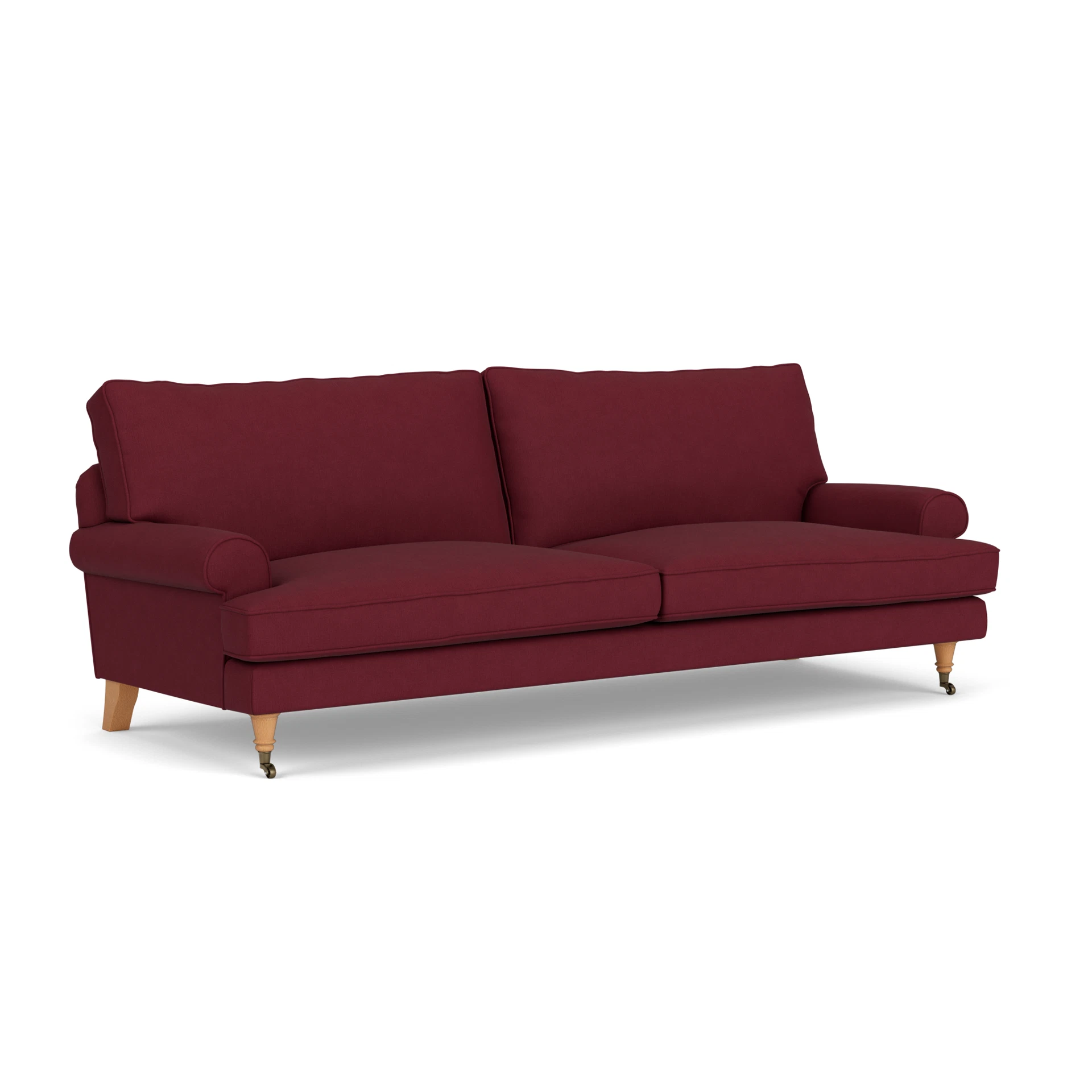 Stewart 4 Seater Sofa in House Linen Mix - Rosehip with Light legs