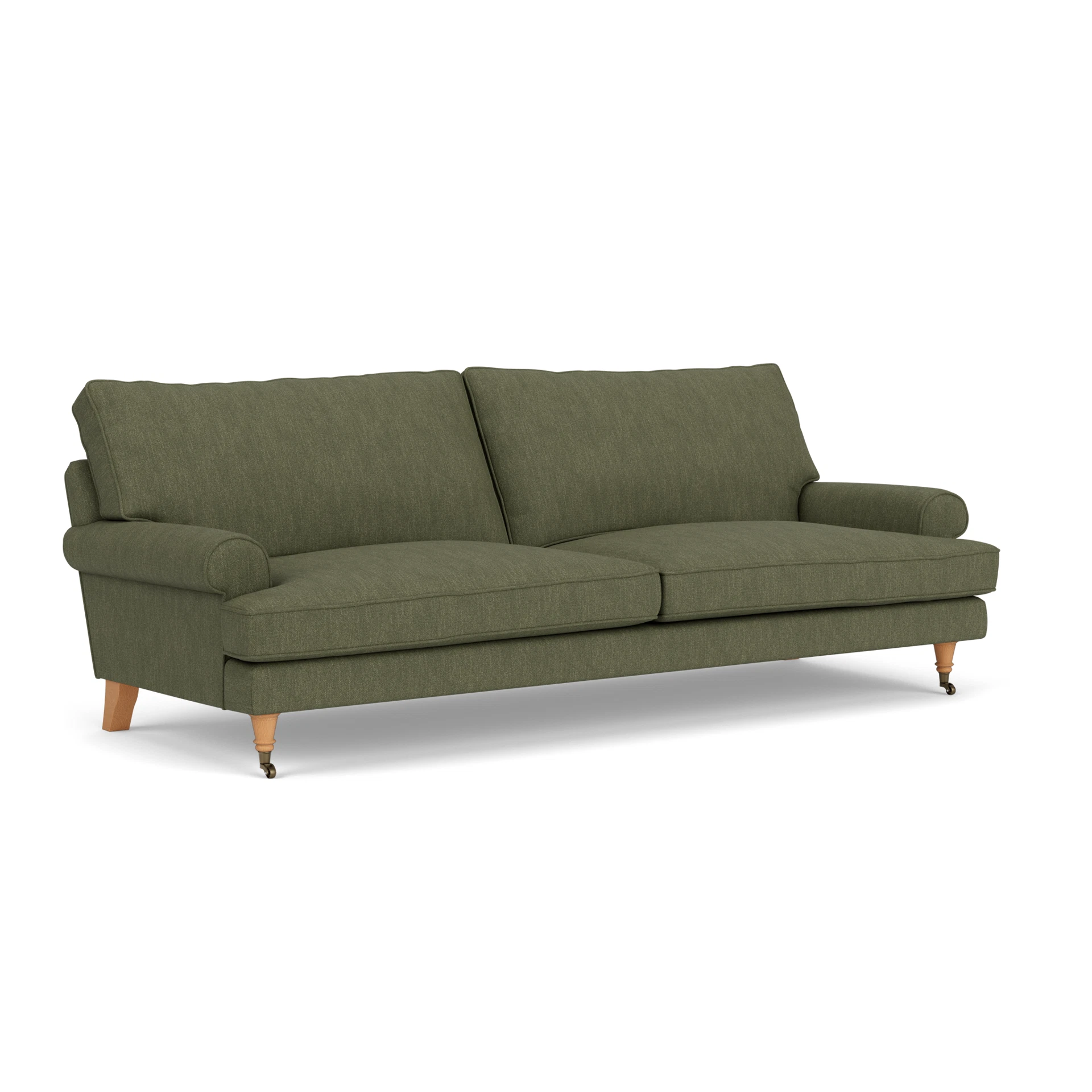 Stewart 4 Seater Sofa in Luxury Italian Linen - Fern with Light legs