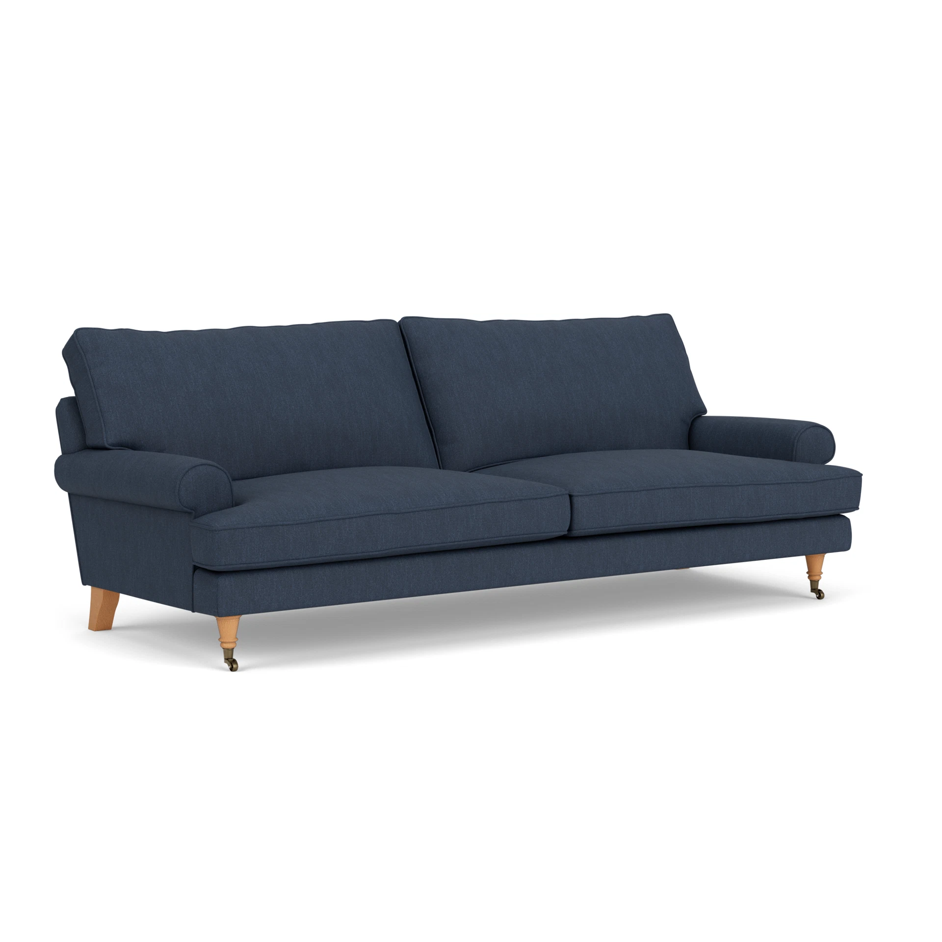 Stewart 4 Seater Sofa in Luxury Italian Linen - Indigo with Light legs