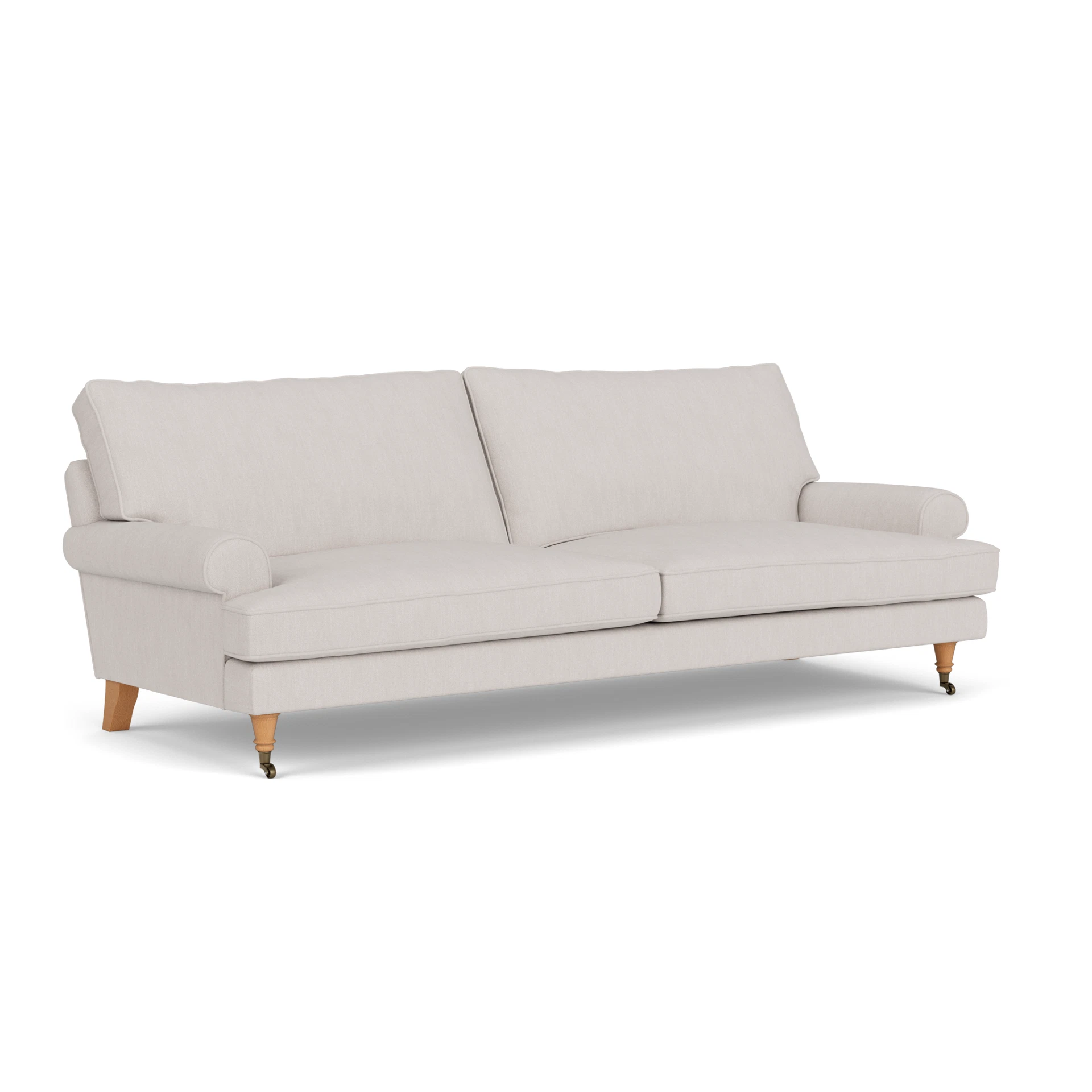 Stewart 4 Seater Sofa in Luxury Italian Linen - Soft White with Light legs