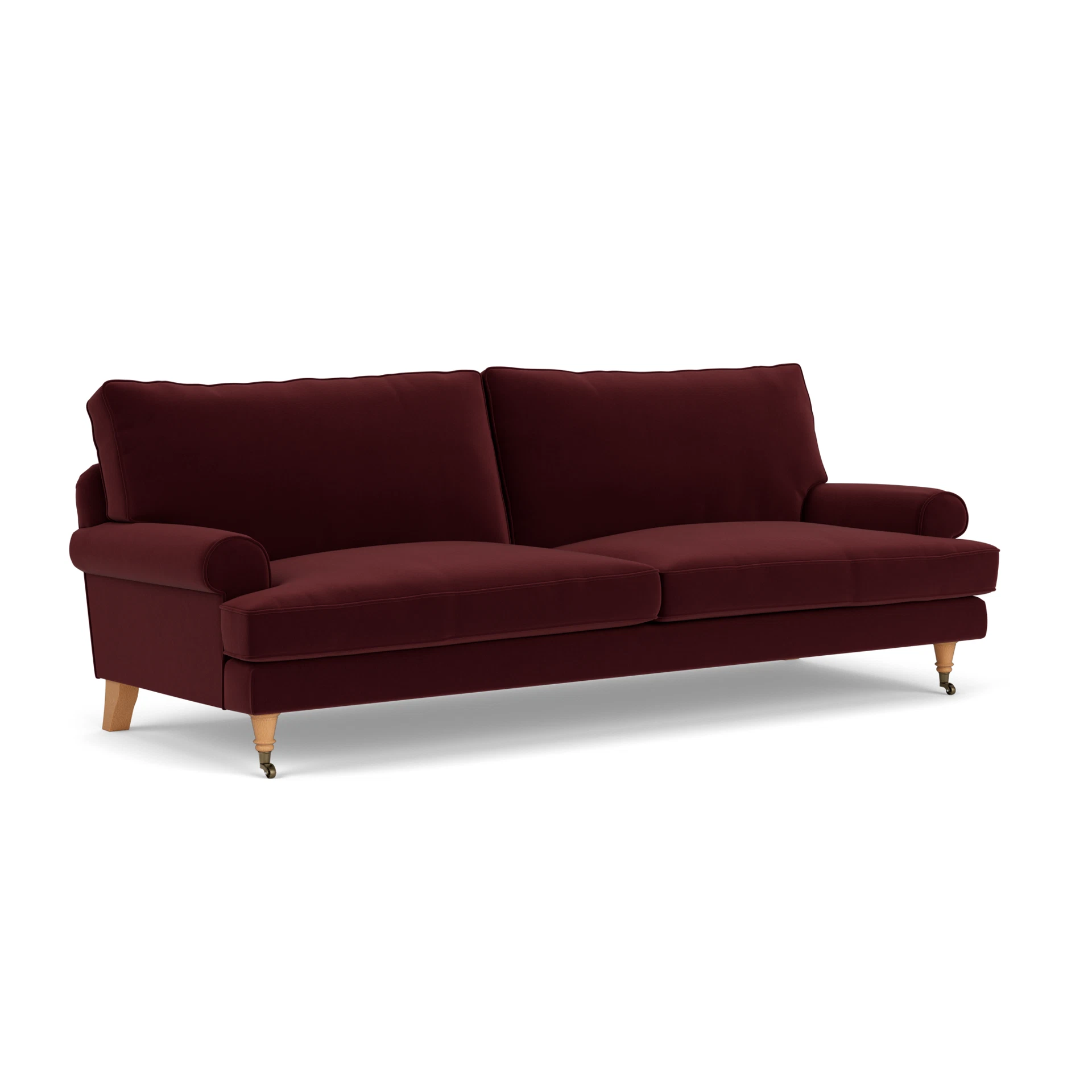Stewart 4 Seater Sofa in Matt Velvet - Dark Rosehip with Light legs