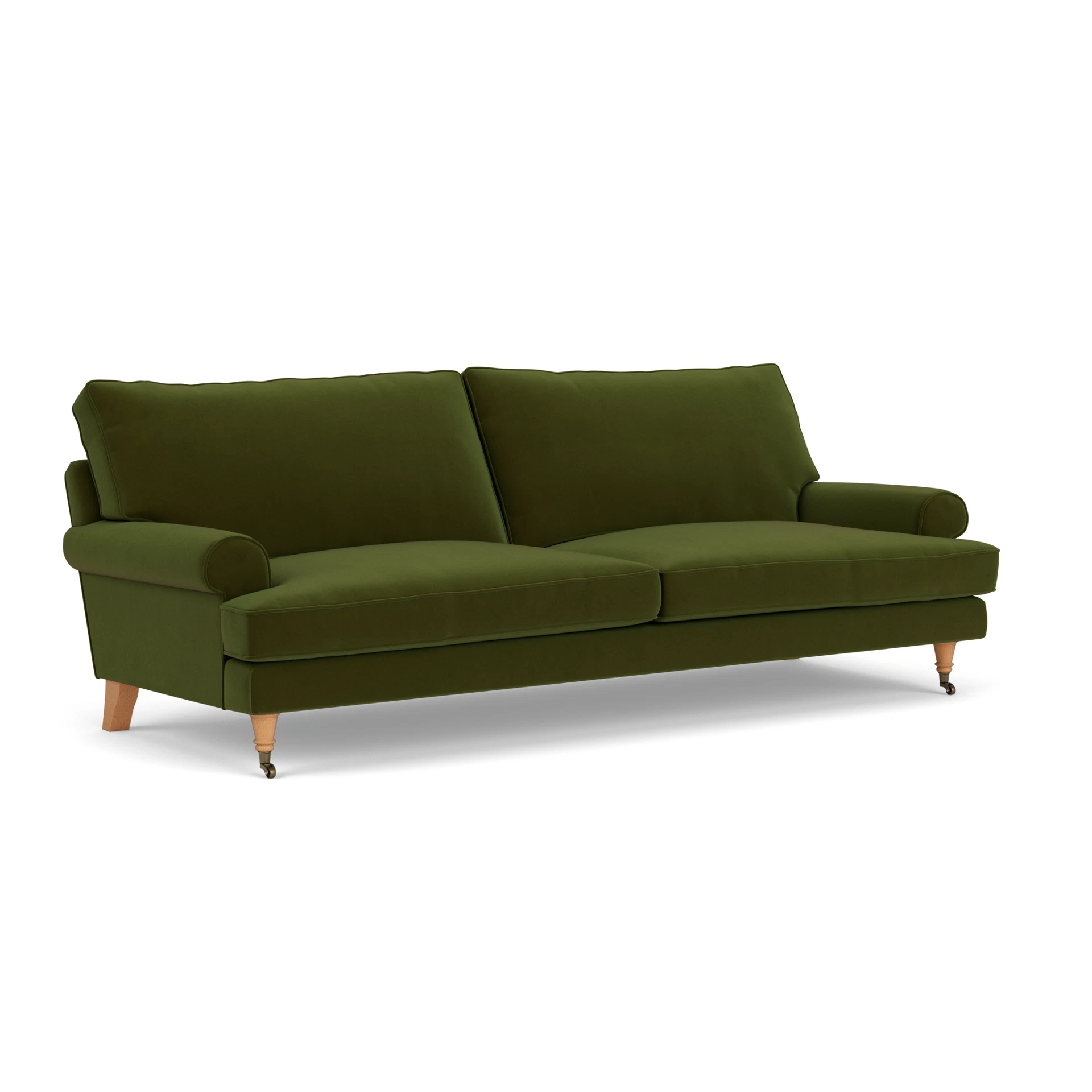 Stewart 4 Seater Sofa in Matt Velvet - Forest Green with Light legs