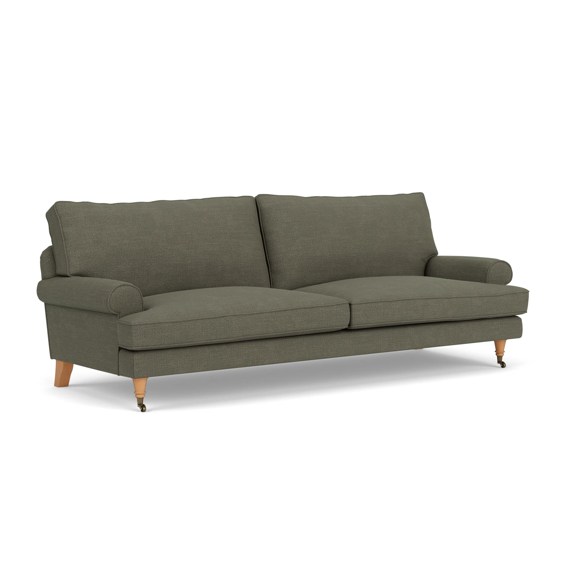 Stewart 4 Seater Sofa in Rustic Weave - Deep Forest with Light legs