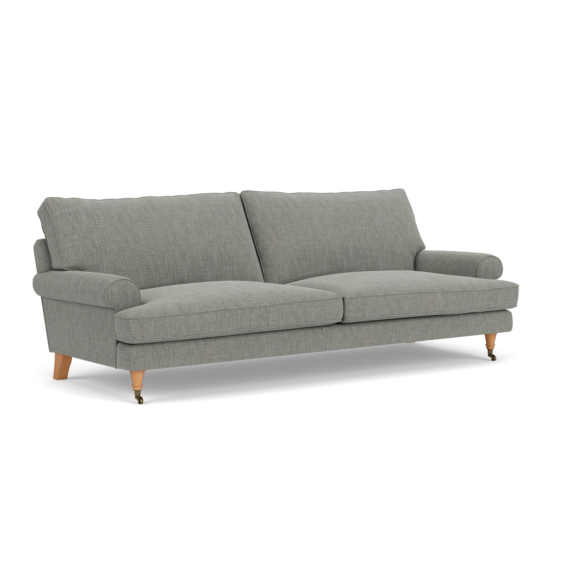 Stewart 4 Seater Sofa in Rustic Weave - Grey Marl with Light legs