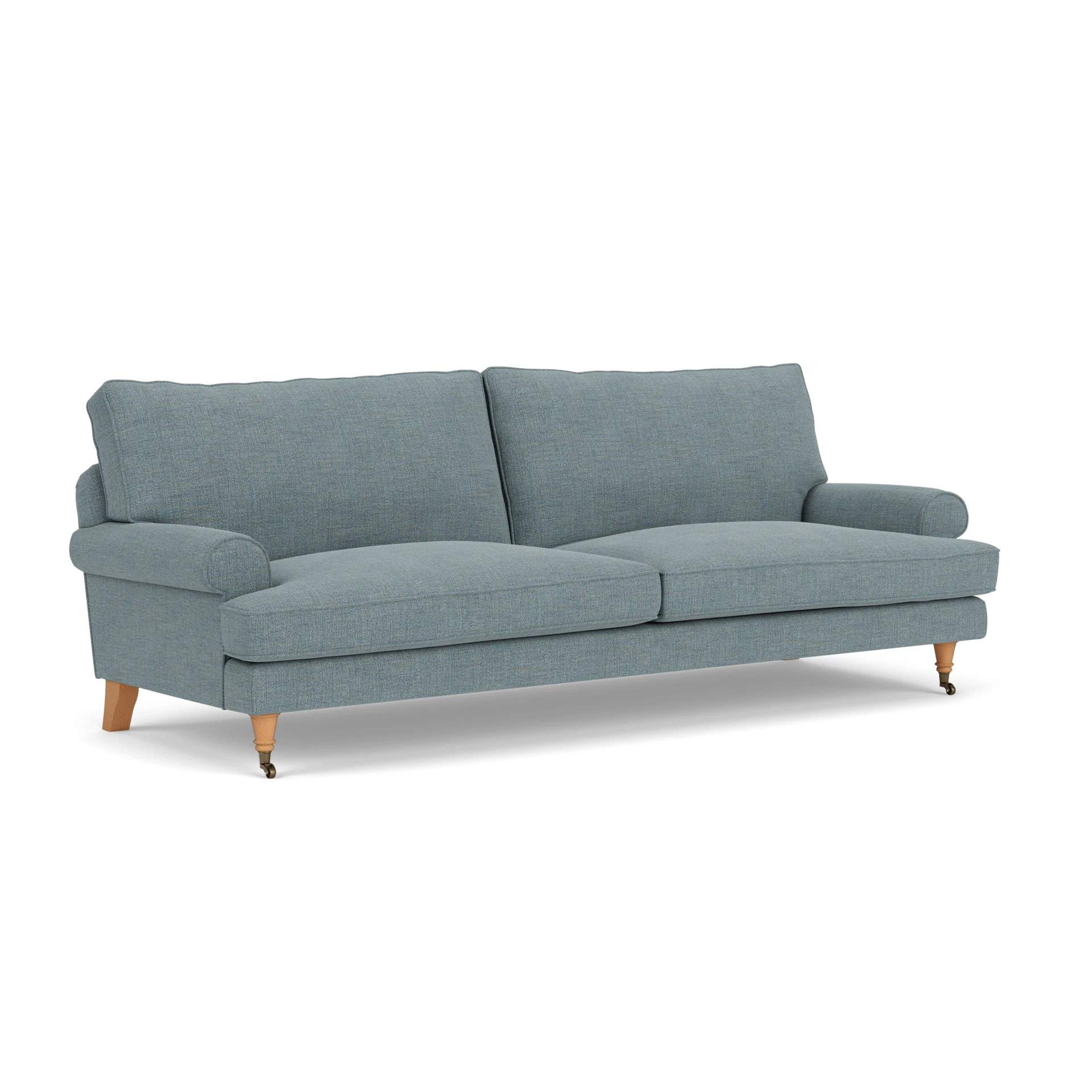 Stewart 4 Seater Sofa in Rustic Weave - Teal Marl with Light legs