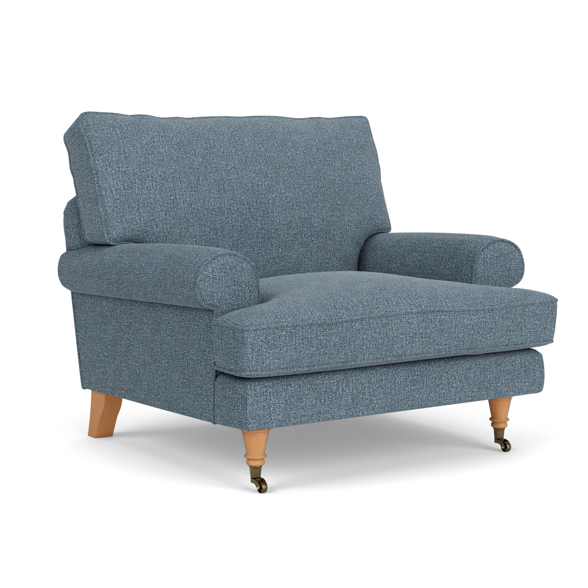 Stewart Armchair in Aquaclean Oxford - Mid Blue with Light legs