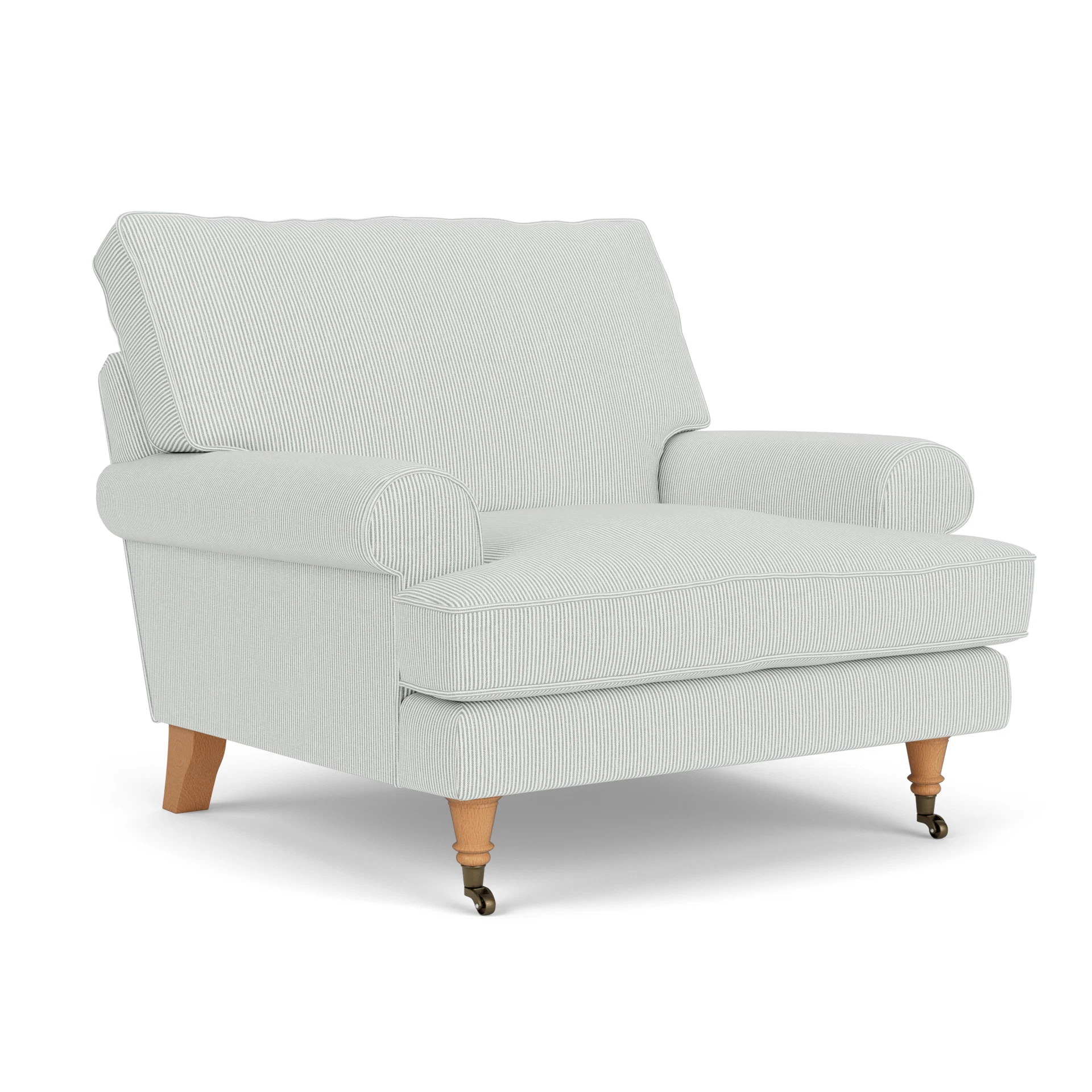 Stewart Armchair in Broadway Stripe - Duck Egg with Light legs