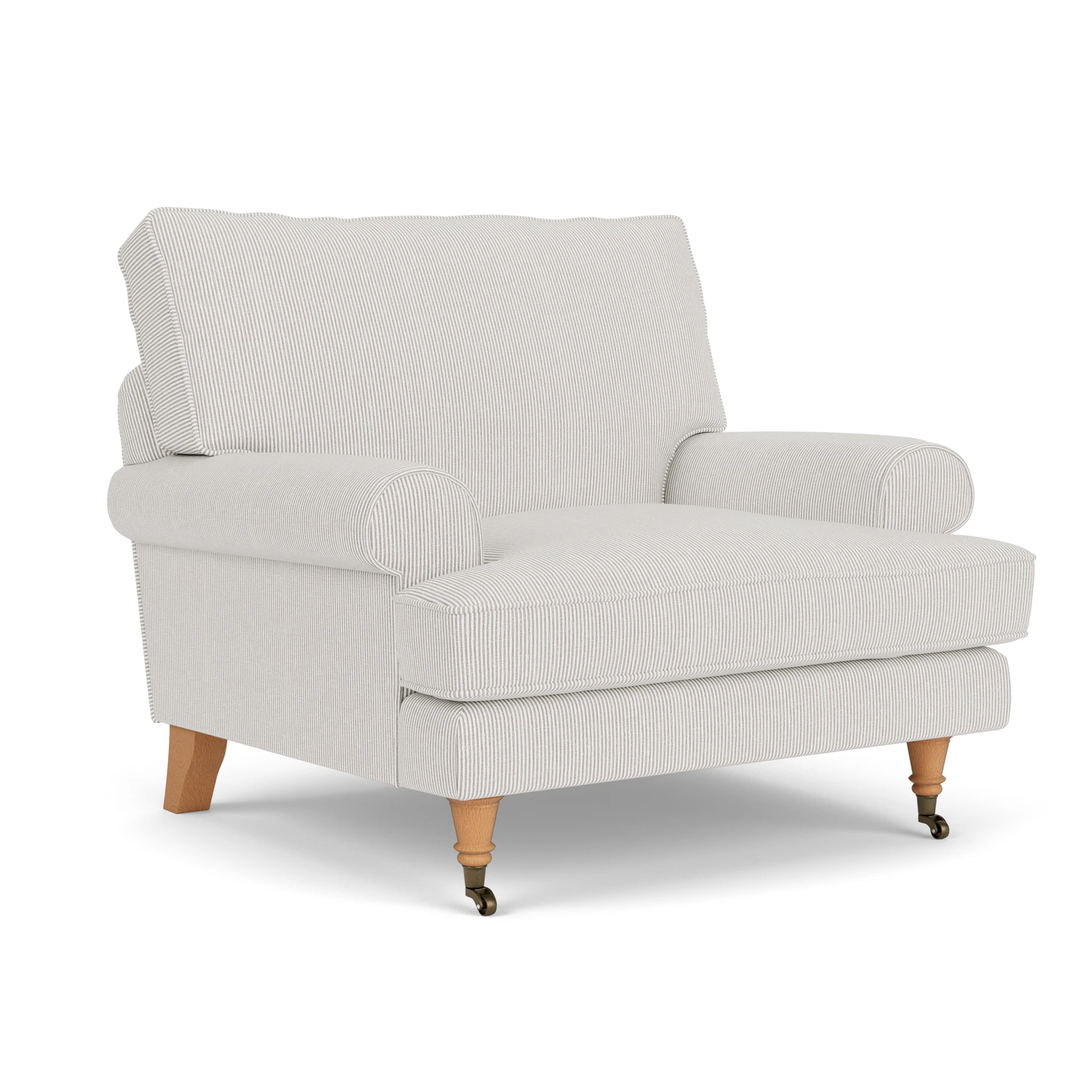 Stewart Armchair in Broadway Stripe - Grey with Light legs