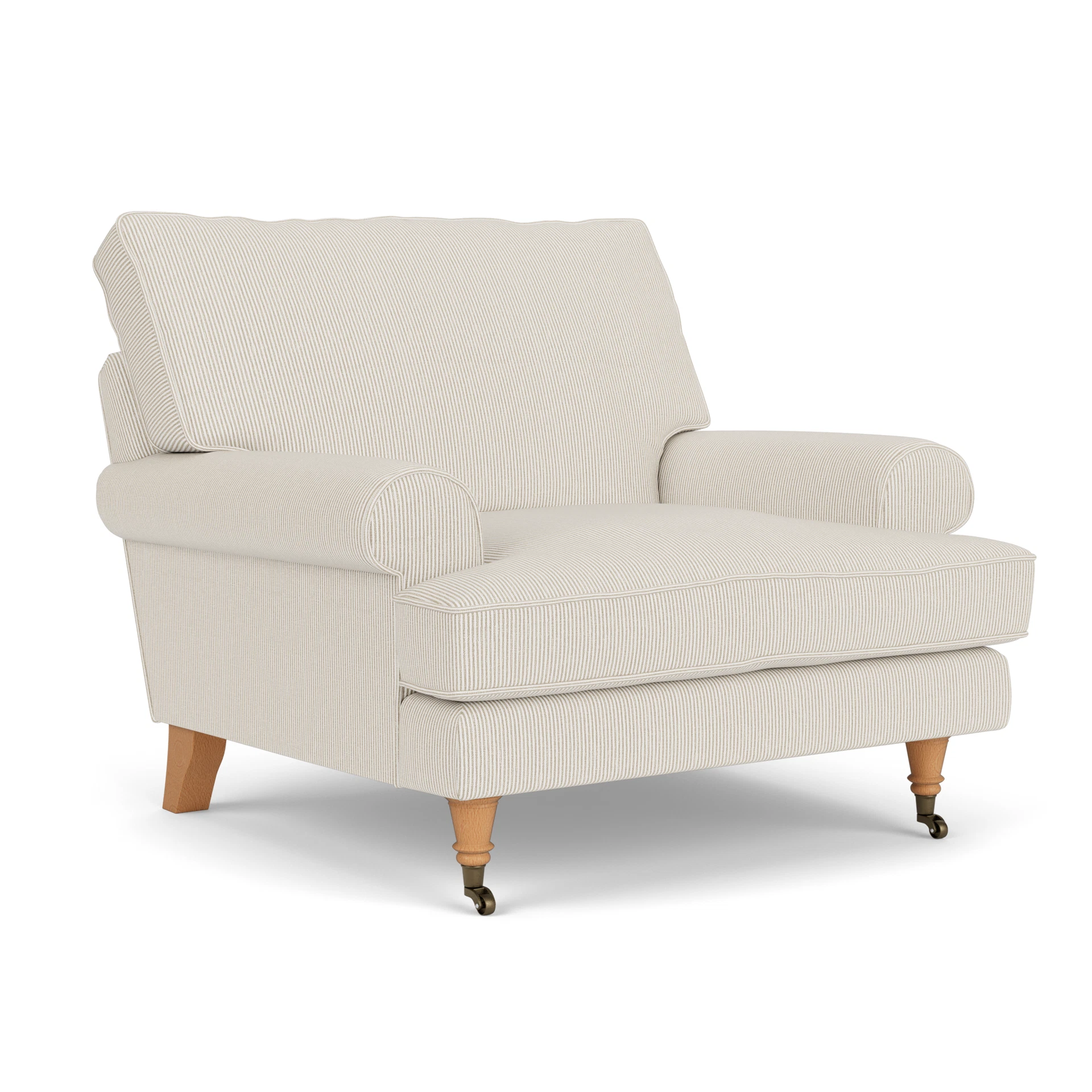 Stewart Armchair in Broadway Stripe - Natural with Light legs