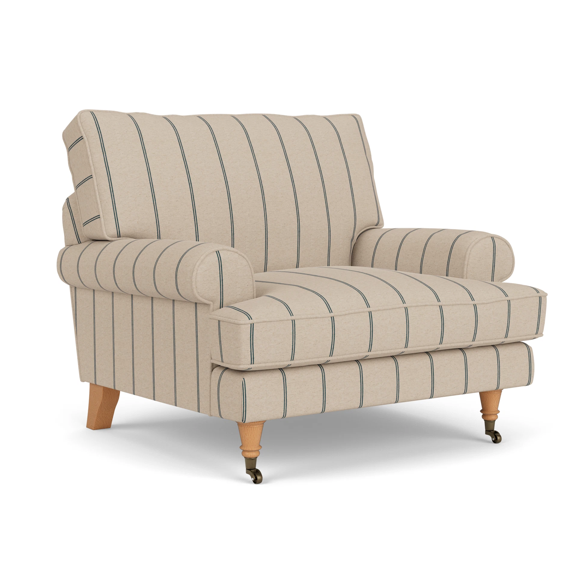 Stewart Armchair in Compton Stripe - Charcoal with Light legs