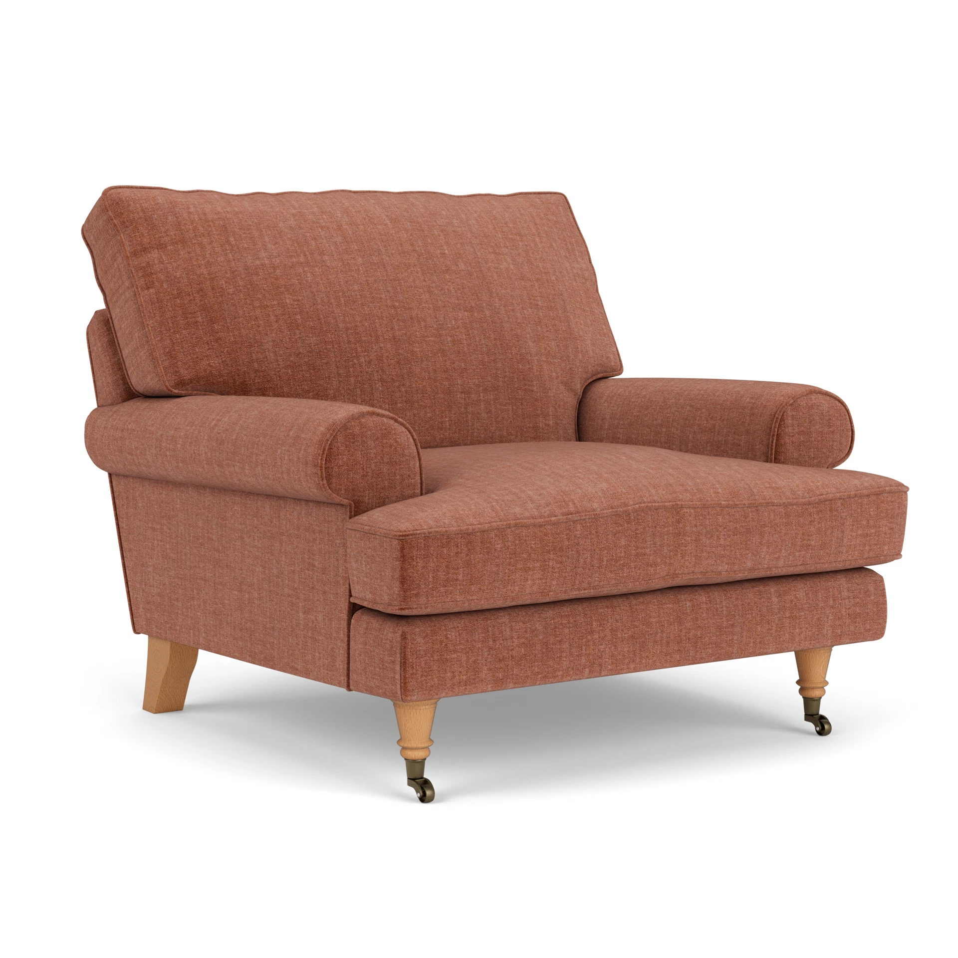 Stewart Armchair in Eco Chenille - Cinnamon with Light legs